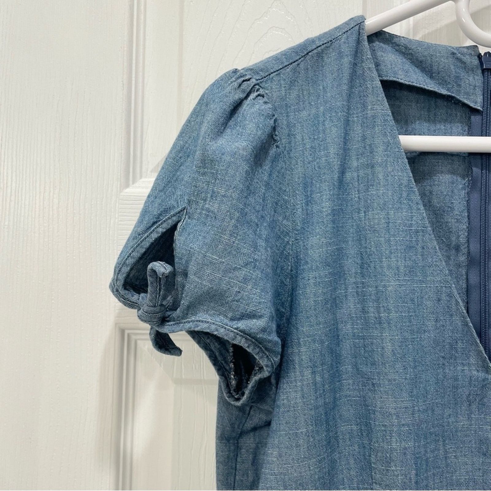 J.Crew J. Crew Chambray Faux-Wrap Dress Size M / US 6-8 / IT 42-44 - 4 Thumbnail