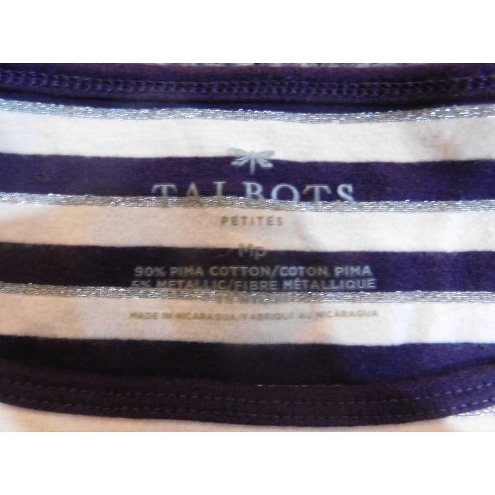 Talbots Talbots Womens Blouse PM Petites Purple Striped Pullover Crew Neck Long Sleeve Casual Rayon Button Size M / US 6-8 / IT 42-44 - 5 Thumbnail