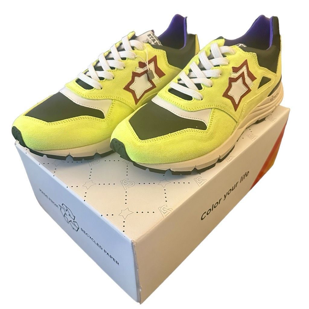 image of NWT Atlantic Stars Italian Fashion Sneakers Men’S Eu44/us11 | Preppy Streetwear in Yellow, Men's