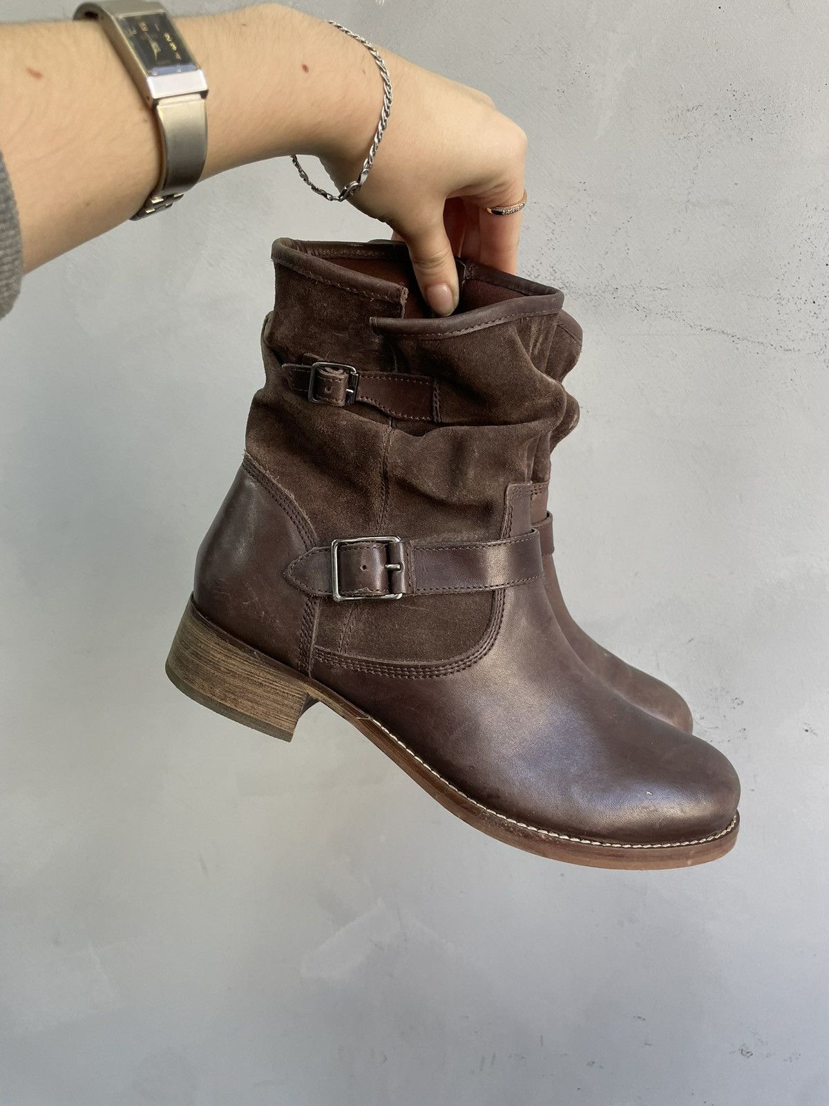 14th Addiction Rare engineered brown suede leather boots western y2k style Size US 8.5 / EU 41-42 - 1 Thumbnail