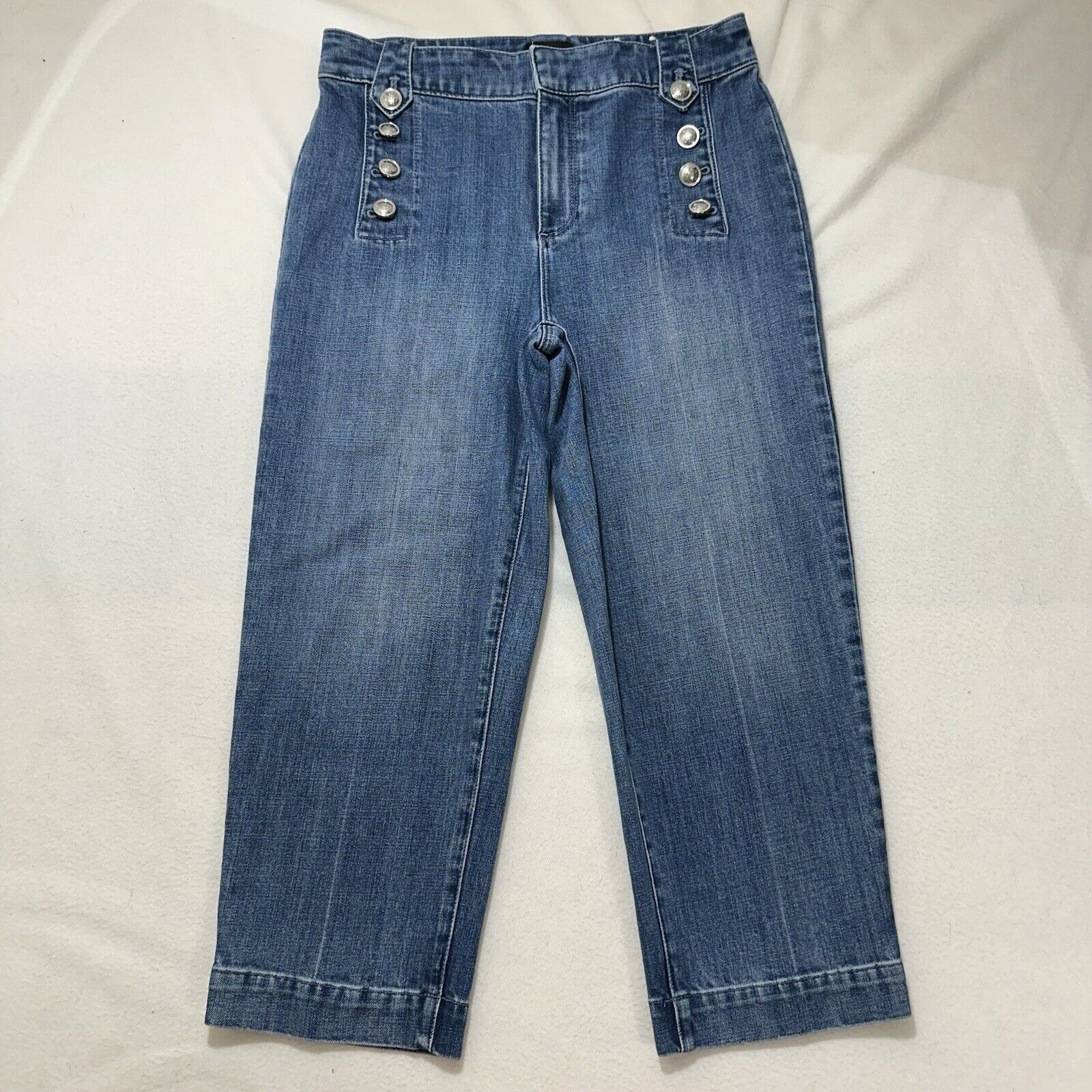 Other Talbots Sailor 6P Capri Blue Jeans 22" Inseam Silver Buttons Size 28" / US 6 / IT 42 - 1 Thumbnail