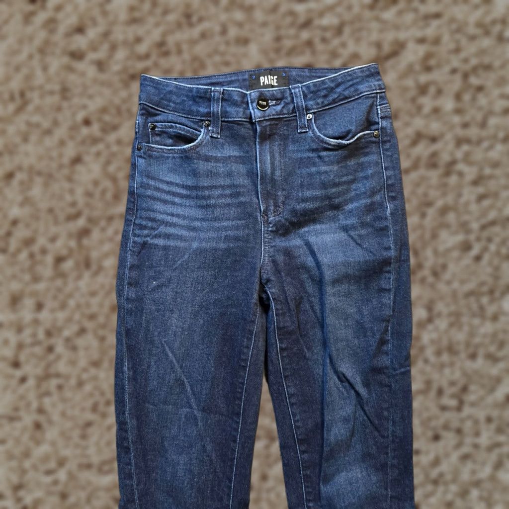 Paige Paige Jeans Womens Size 25 Blue Hoxton Slim Distressed Raw Hem Split Seam Casual Jeans Slim Blue Paige Womens Size 25 Distressed Size 42" / US 20 - 1 Thumbnail