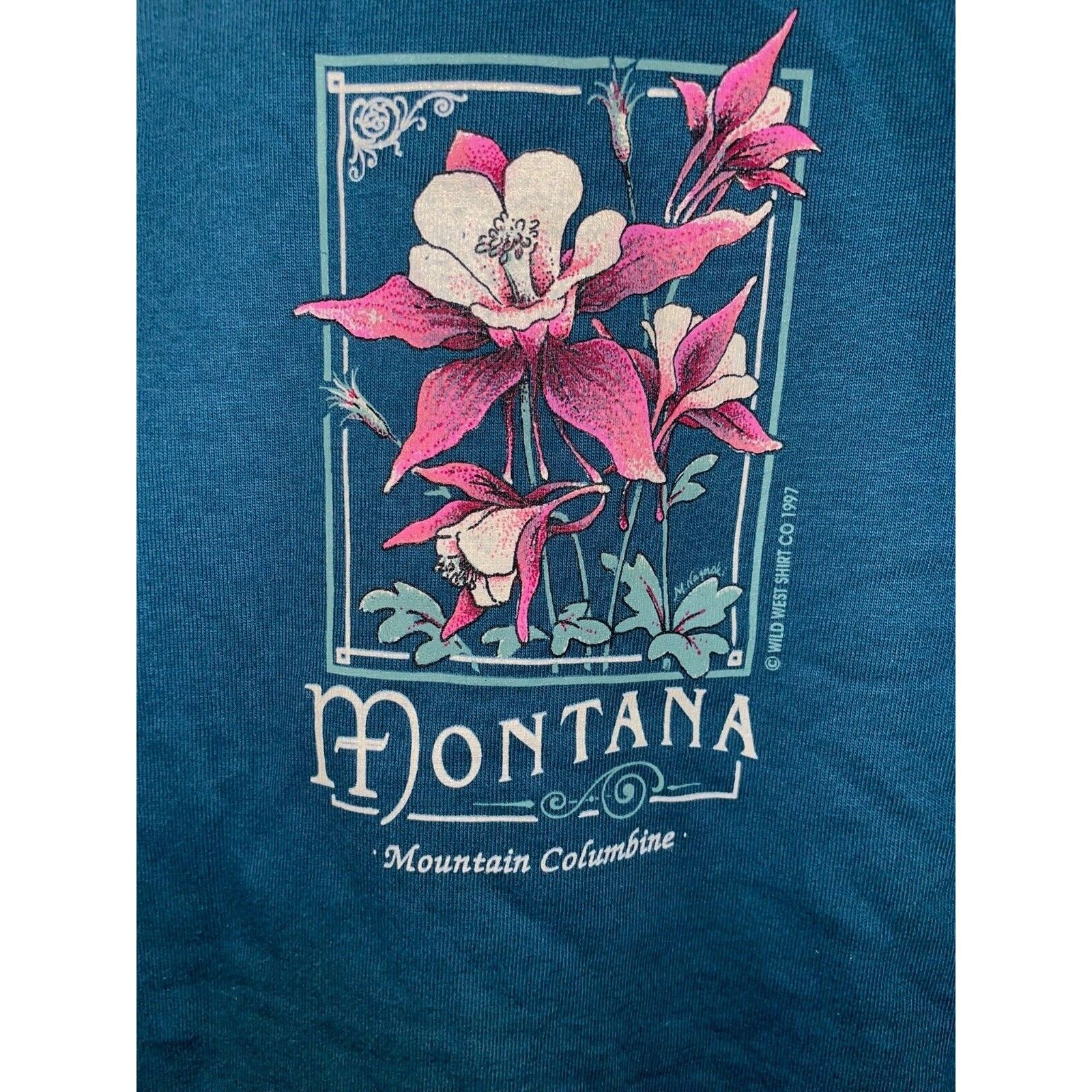 Jerzees Vintage Montana Flower Shirt Mountain Columbine Tee 90s L Size US L / EU 52-54 / 3 - 4 Thumbnail