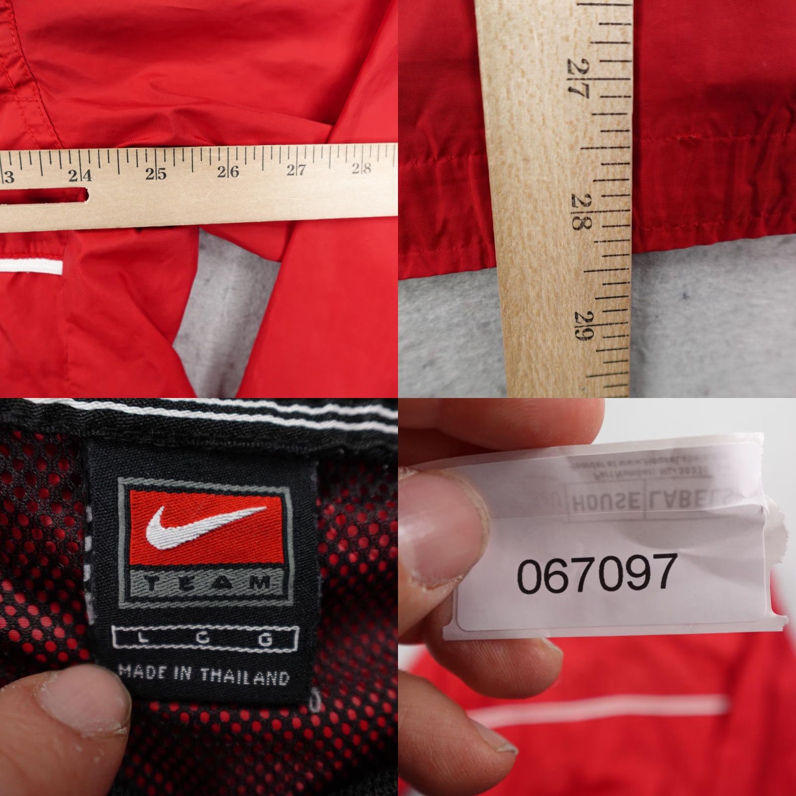 Nike VINTAGE Nike Jacket Windbreaker L Red Large Pullover V Neck Pockets Zipped Pockets 90s Outdoor Sports Mens Size US L / EU 52-54 / 3 - 8 Thumbnail