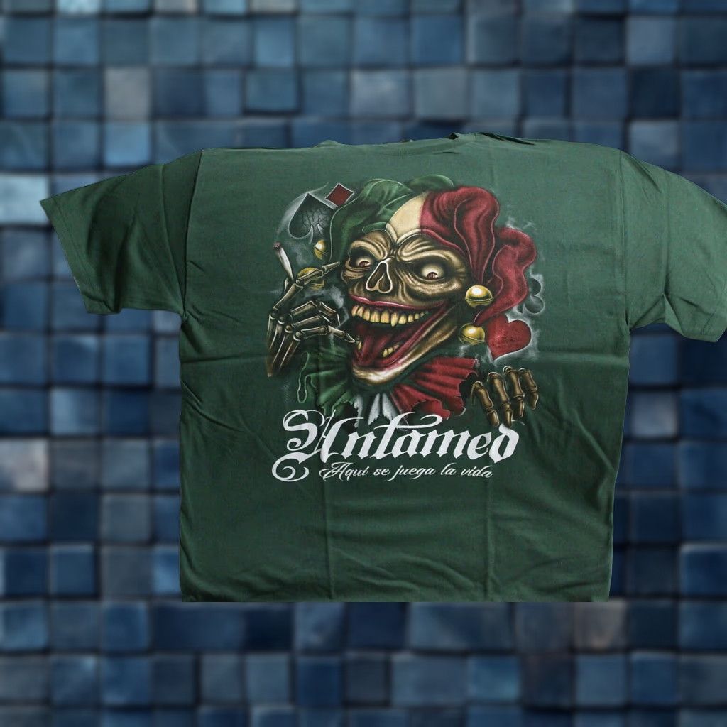 Vintage VINTAGE ALSTYLE Joker Skull Smoking Graphic T-Shirt Men XL Dark Green 90s Horror Size US XL / EU 56 / 4 - 1 Thumbnail