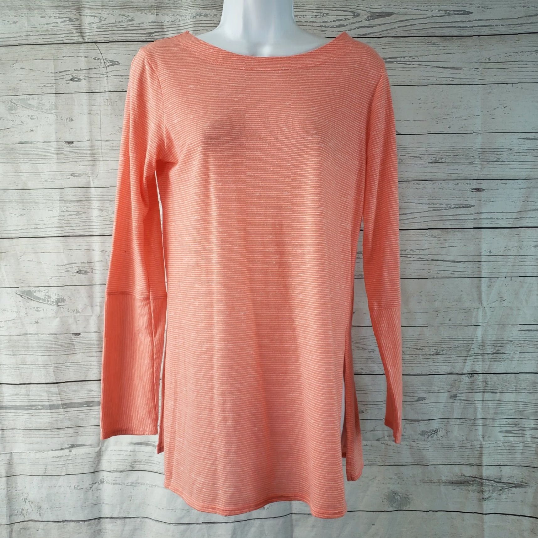 Prana Prana Womens Long Sleeve T-Shirt Size S Orange White Striped Casual Basic Shirt Womens Girls? Size S / US 4 / IT 40 - 2 Thumbnail