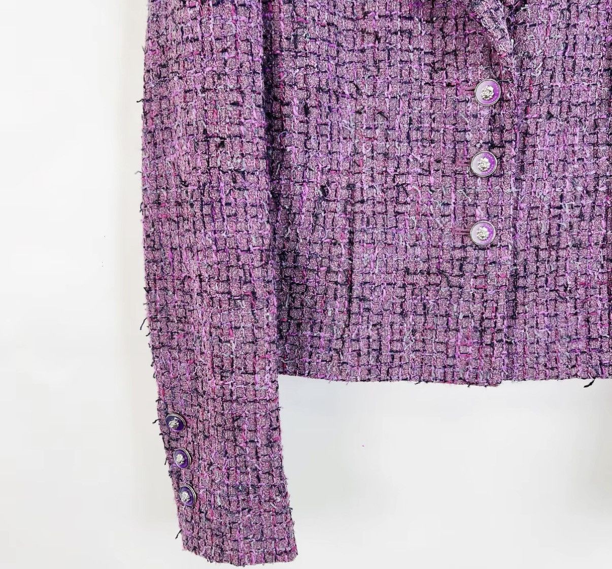Chanel Chanel 22P Purple Plaid Tweed Lapel Short Jacket K12 Size XS / US 0-2 / IT 36-38 - 6 Thumbnail