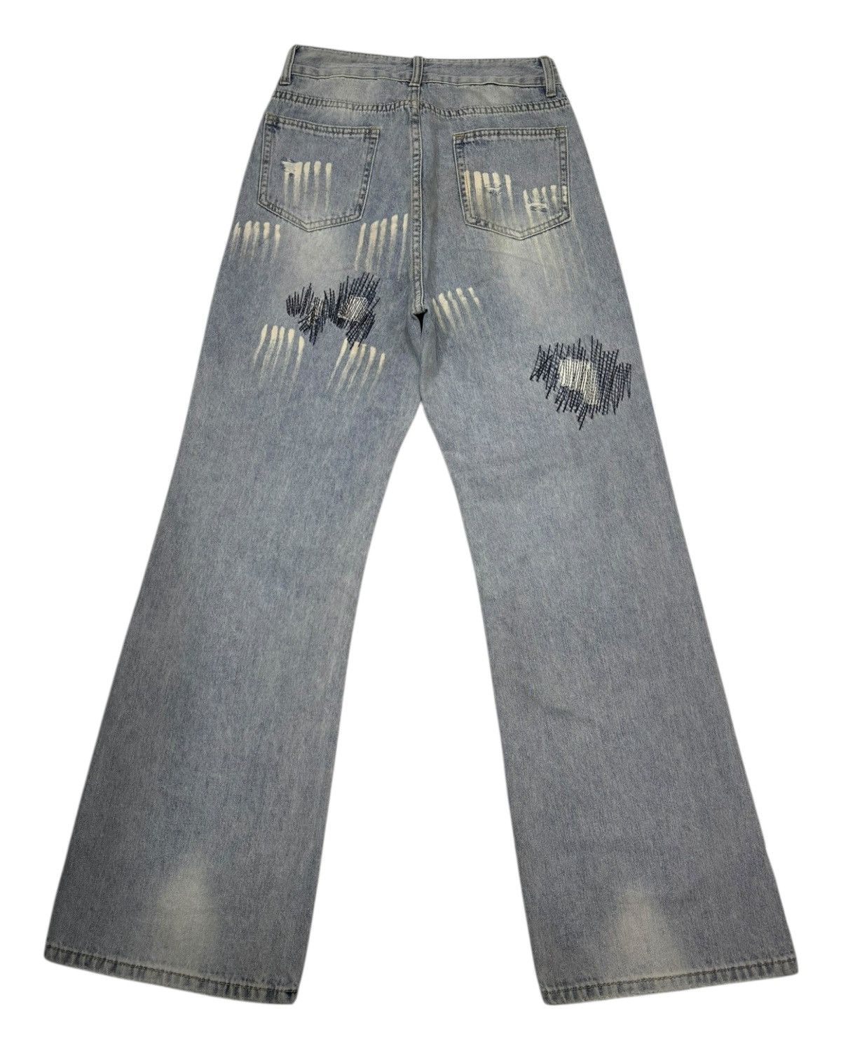 Hysteric Glamour × JNCO VINTAGE POEM DISTRESSED ZIGZAG DENIM FLARE JEANS Size US 27 - 2 Thumbnail