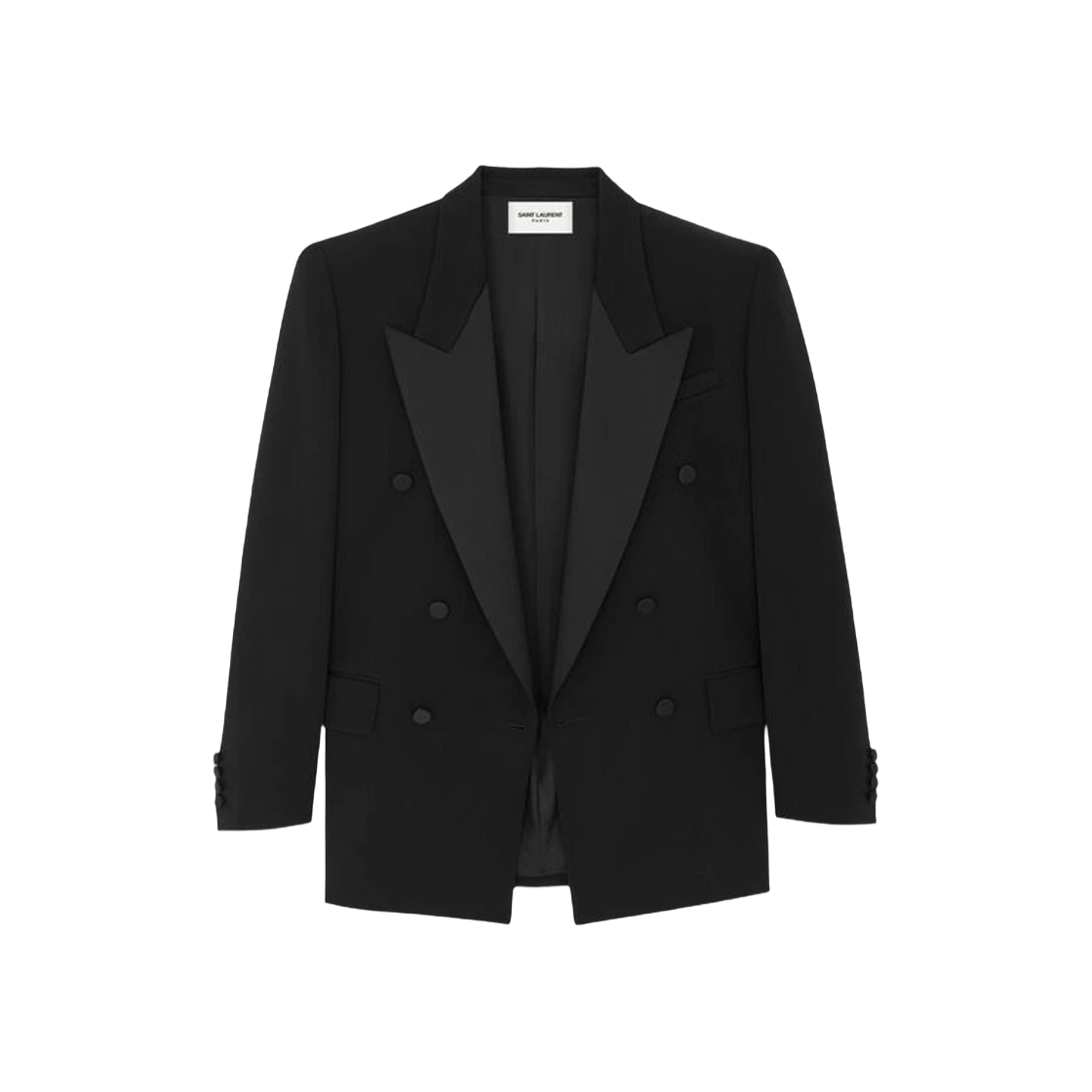 Saint Laurent Paris o1s1wg111124 Oversized Tuxedo Jacket Grain De Poudre Black Size M / US 6-8 / IT 42-44 - 1 Thumbnail