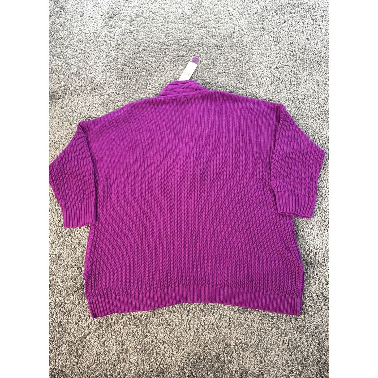Ralph Lauren Lauren Ralph Vneck Sweater Womens Purple Chunky Knit Heavyweight Size XXL / US 16-18 / IT 52-54 - 6 Thumbnail