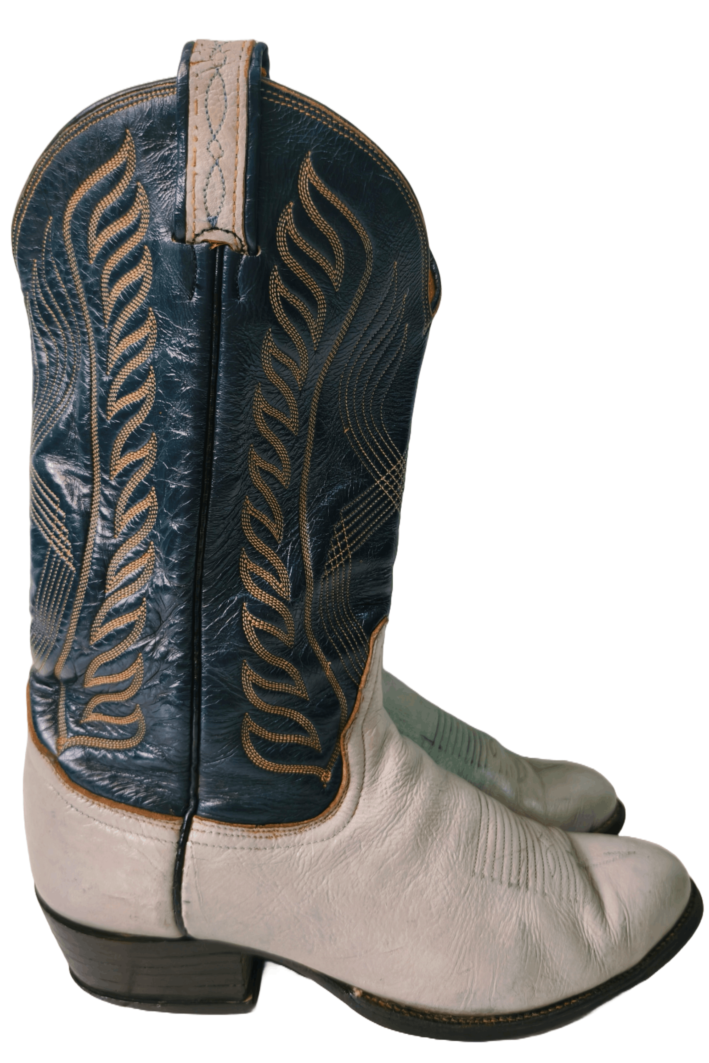 Cowboy Equipment Tony Lama Cowboy Boots Grey/Dark Blue Mens US10EE Style 8056 Size US 10 / EU 43 - 4 Thumbnail
