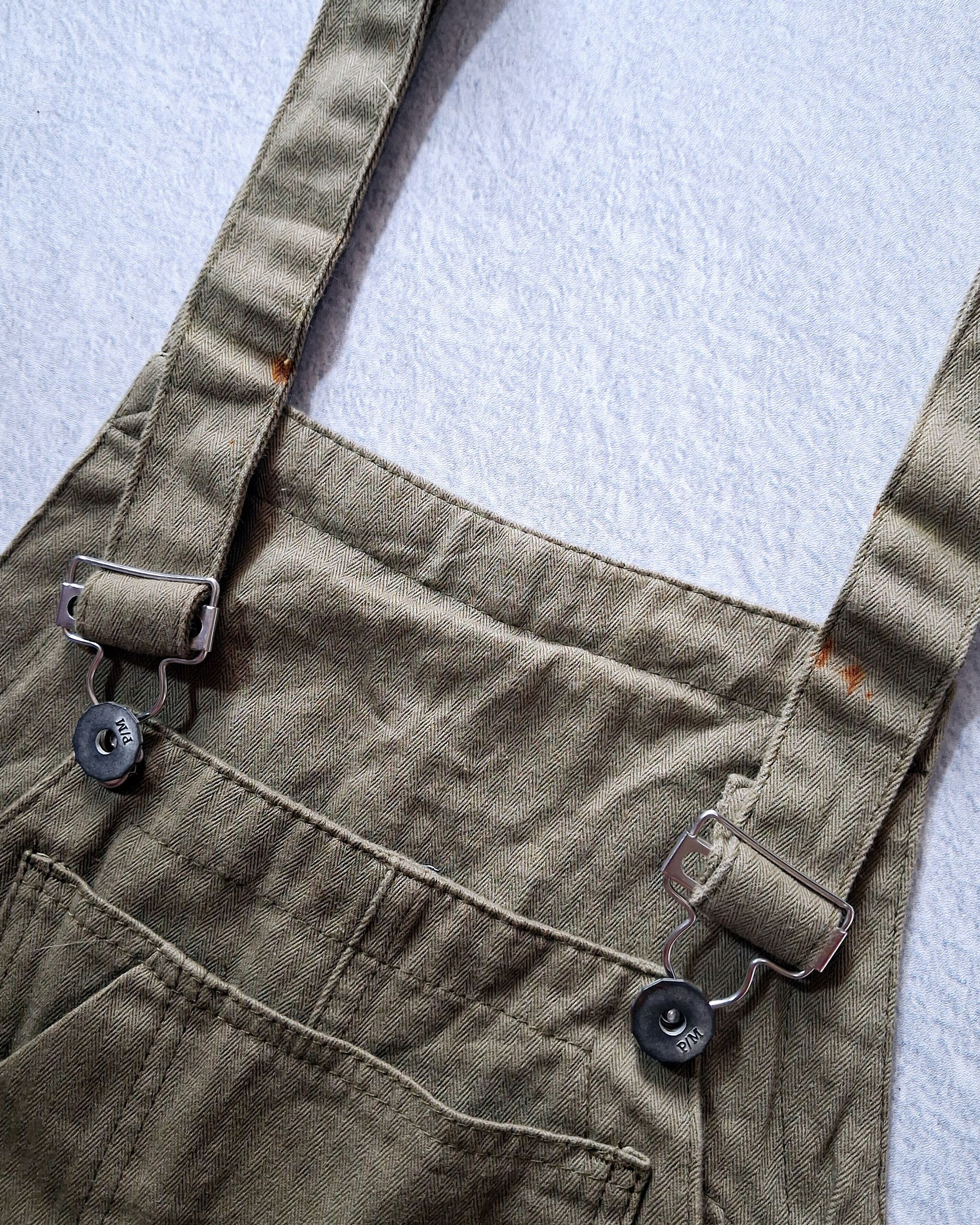 Japanese Brand PMGO HERRINGBONE TWILL HBT OLIVE GREEN DECK OVERALL Size US 43 - 9 Thumbnail