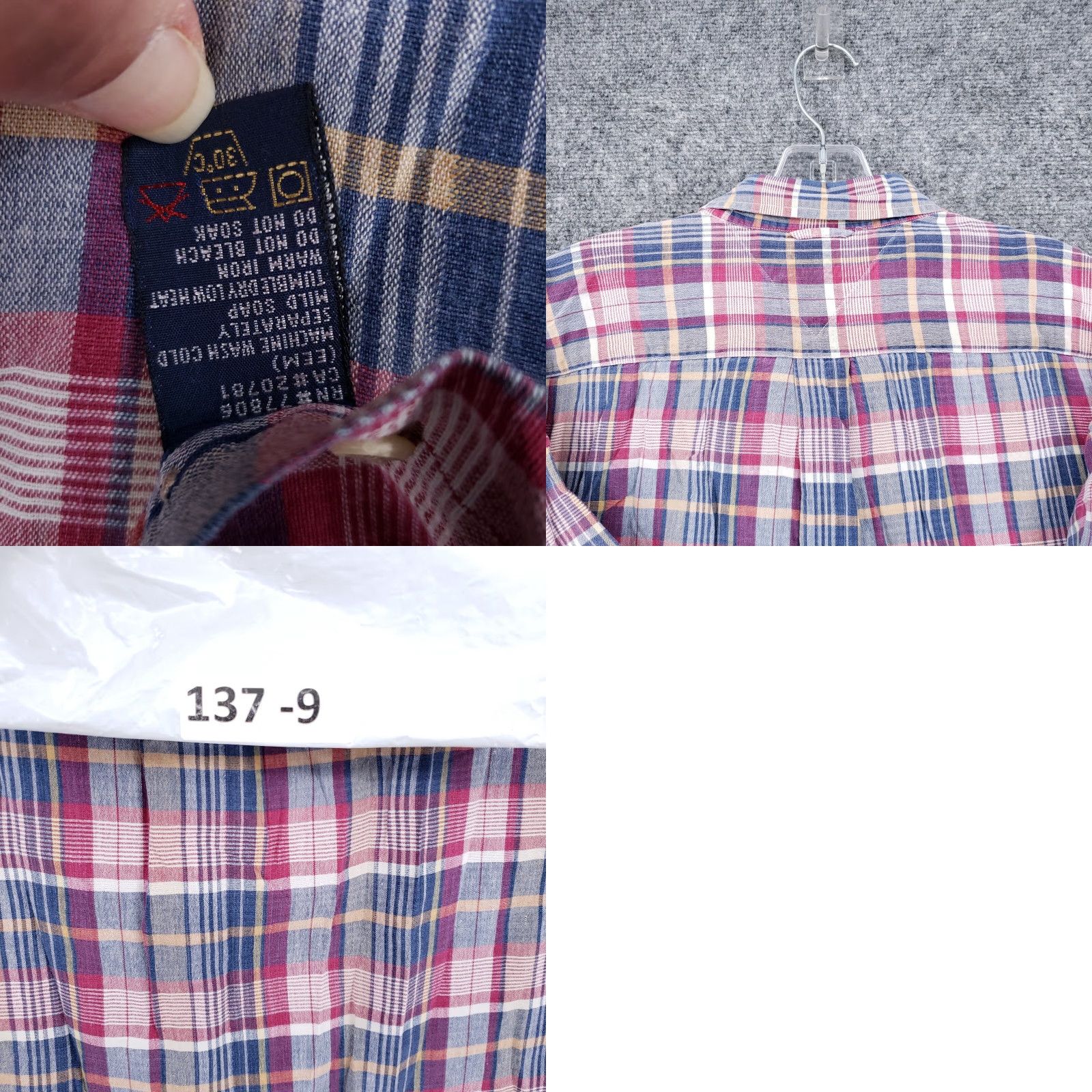 Tommy Hilfiger Tommy Hilfiger Shirt Mens L Large Red Blue Plaid Short Sleeve Button Up Collared Size US L / EU 52-54 / 3 - 8 Thumbnail
