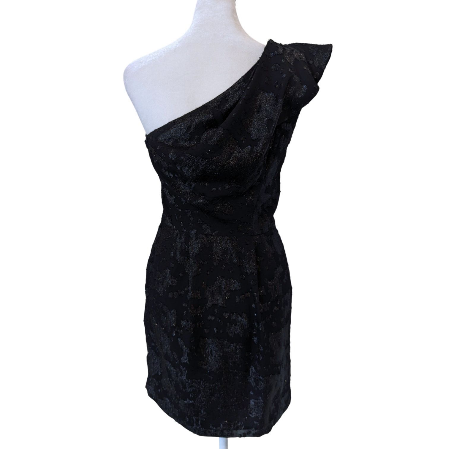 Other BCBGeneration Black Lurex Ruffle One Shoulder Dress Size 2 Size XS / US 0-2 / IT 36-38 - 3 Thumbnail