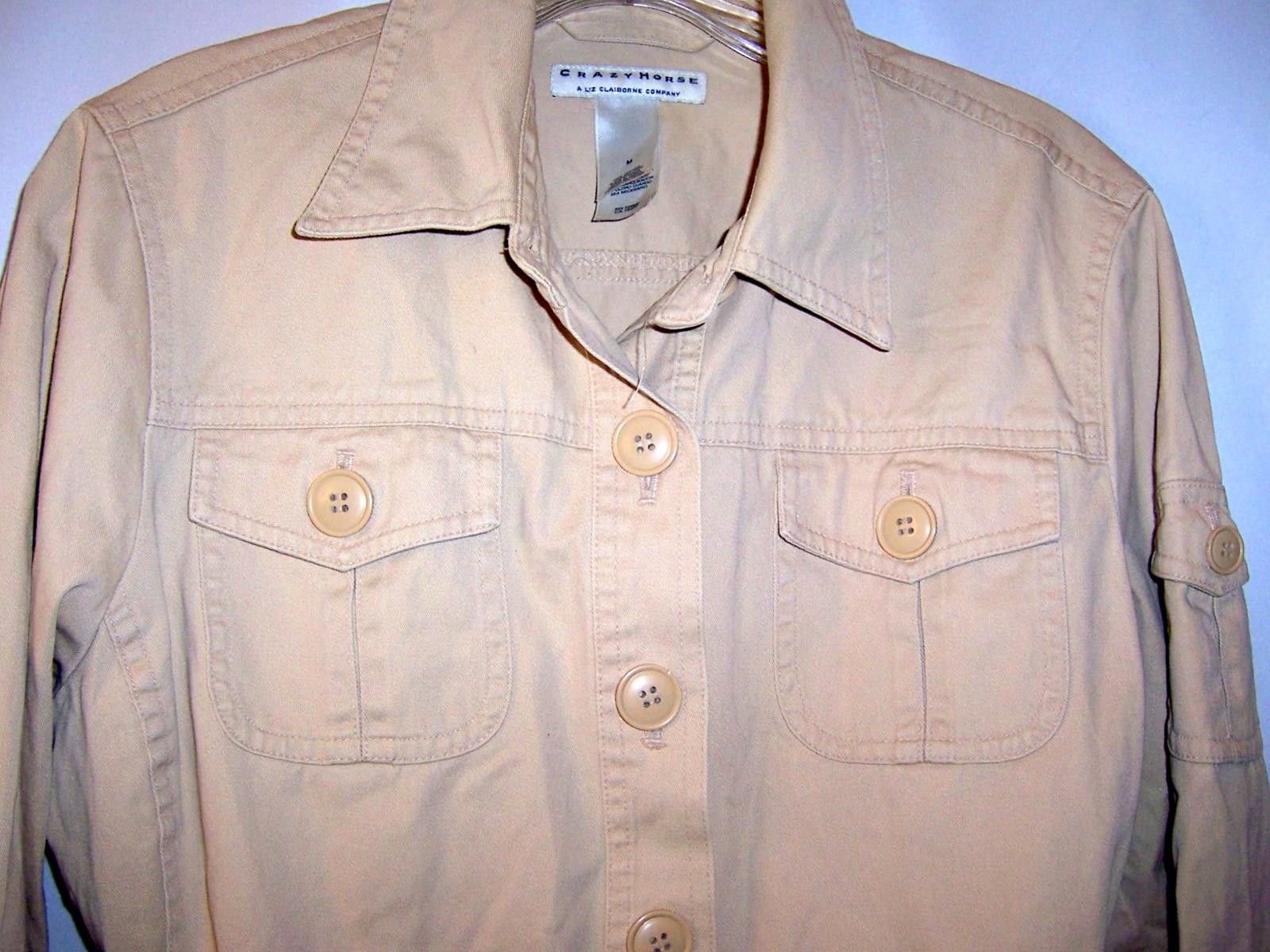 Liz Claiborne Crazy Horse Liz Claiborne-Women's Tan/Khaki Safari Jacket- M Size M / US 6-8 / IT 42-44 - 3 Thumbnail