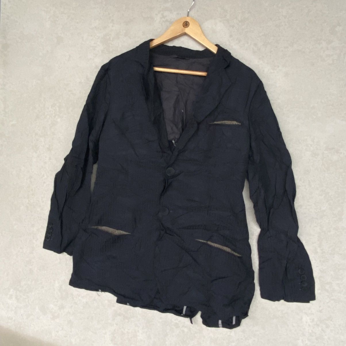 Other Vintage Black Wool Blazer With A Distressed Touch Blazer L Size US L / EU 52-54 / 3 - 2 Thumbnail