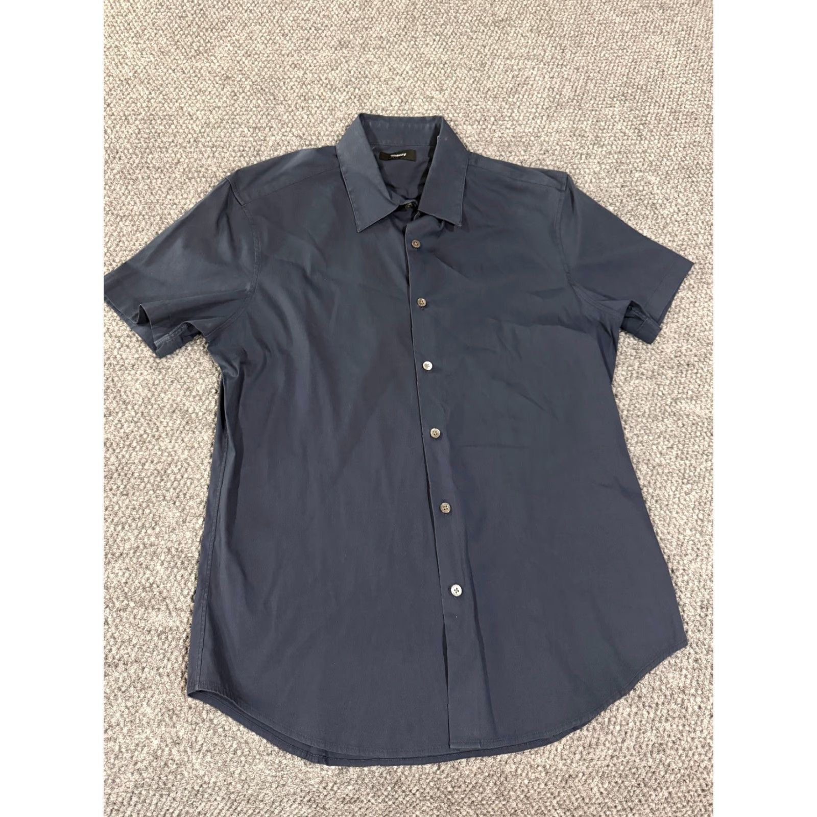 Theory Theory Button-Up Shirt Mens Medium Blue Short Sleeve Lightweight Casual Size US M / EU 48-50 / 2 - 2 Thumbnail