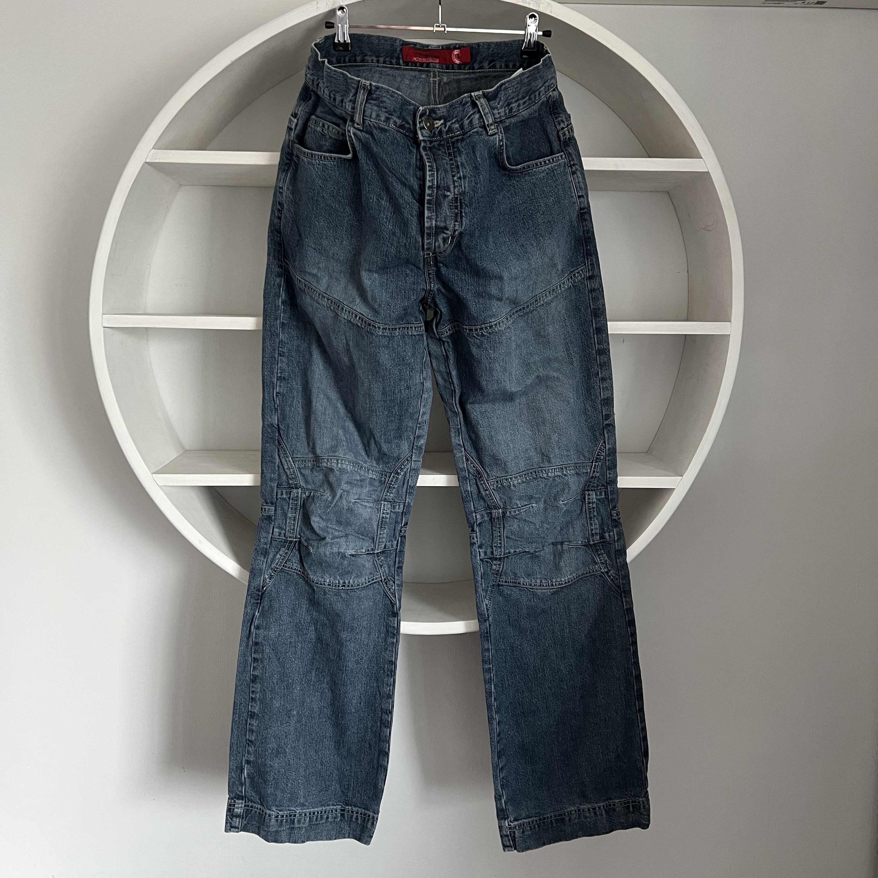 Other FISHBONE Vintage Stone Used Moto Wide Blue Jeans Size L Size US 32 / EU 48 - 1 Thumbnail