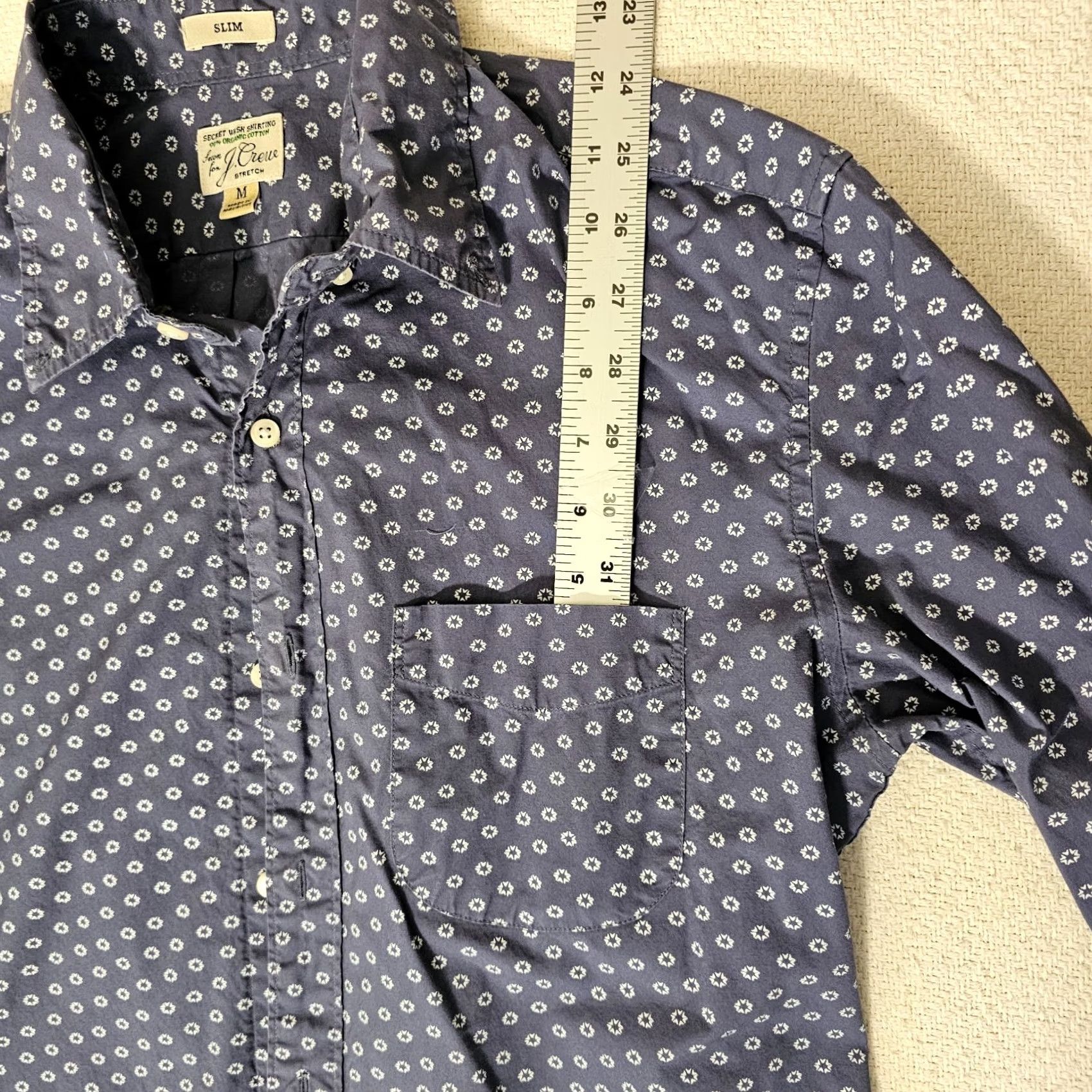 J.Crew J.CREW Button-Up Shirt Geometric Blue Organic Cotton Size M Stretch Men's Shirt Size US M / EU 48-50 / 2 - 3 Thumbnail