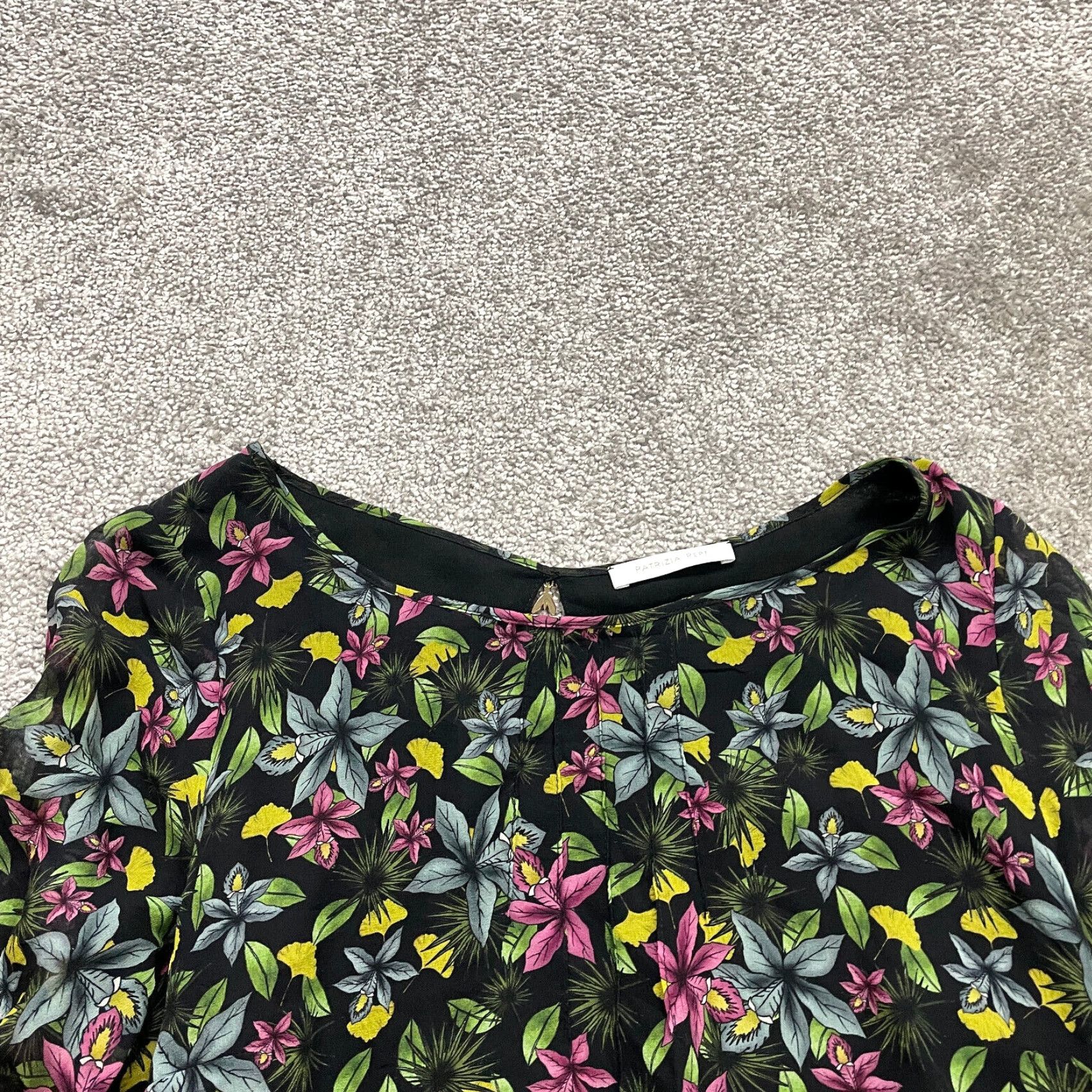 Patrizia Pepe VINTAGE Patrizia Pepe Black Designer Silk Blouse Women Size 42 / US 6 Sheer Long Sleeve Formal Casual Office Size M / US 6-8 / IT 42-44 - 2 Thumbnail