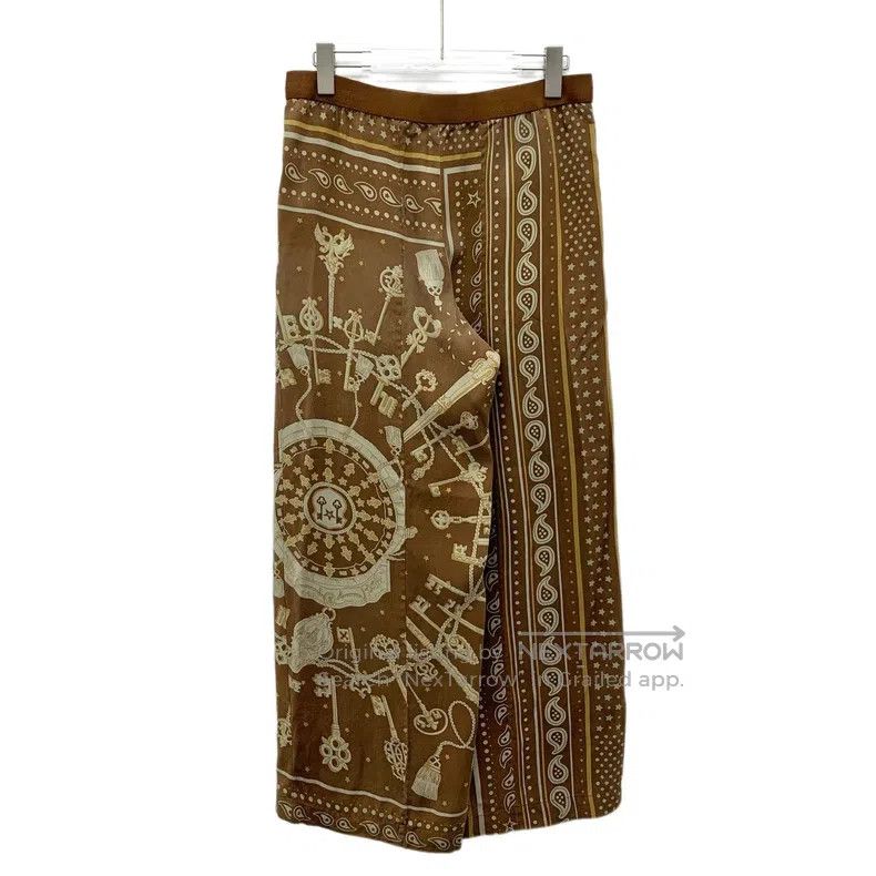 Hermes Hermes Brown Silk Polka Dot Printed Pleated Skirt Size 24" / US 00 / IT 34 - 2 Thumbnail