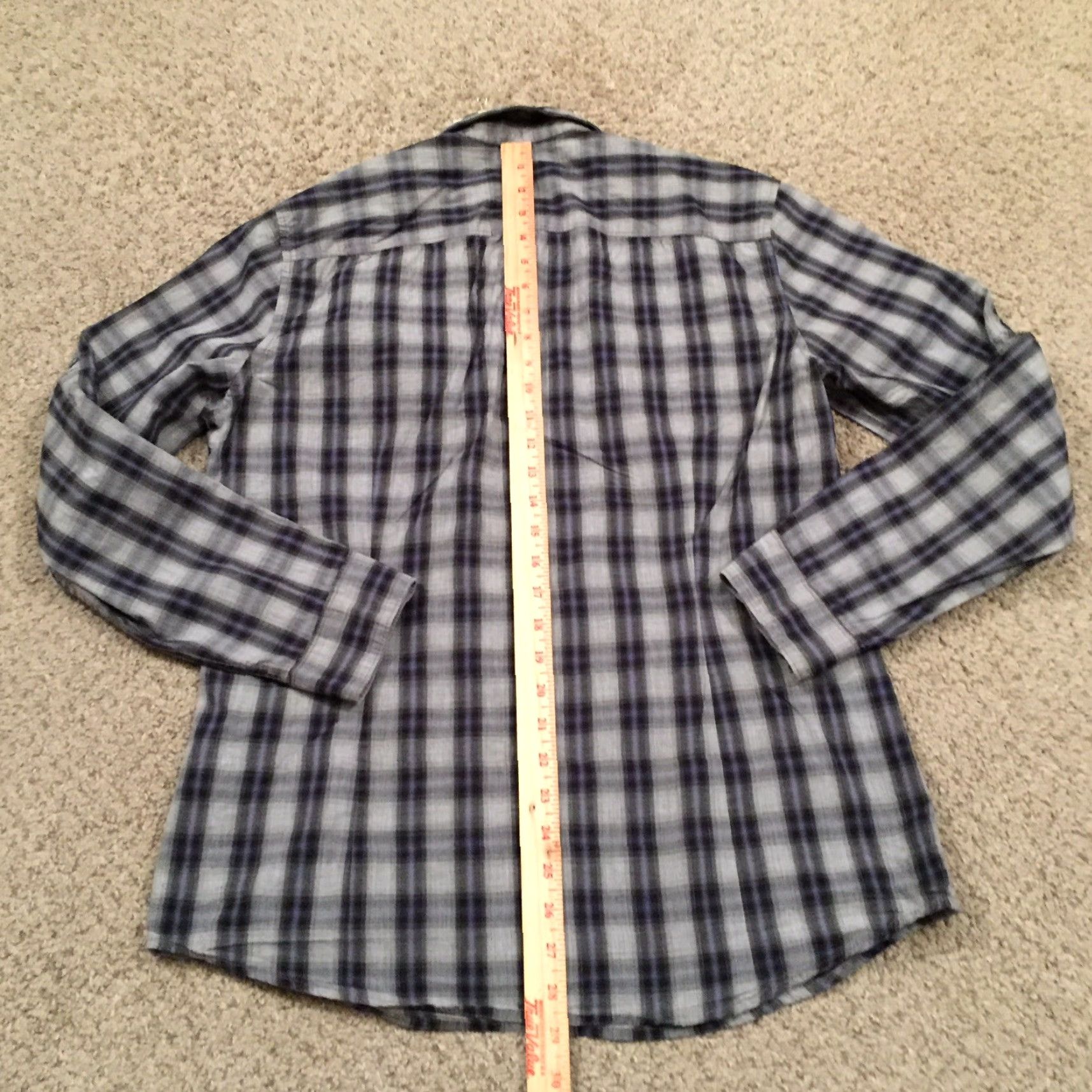 Calvin Klein Calvin Klein Shirt Mens Medium Gray Blue Plaid Roll Tab Long Sleeve Button Up Size US M / EU 48-50 / 2 - 6 Thumbnail