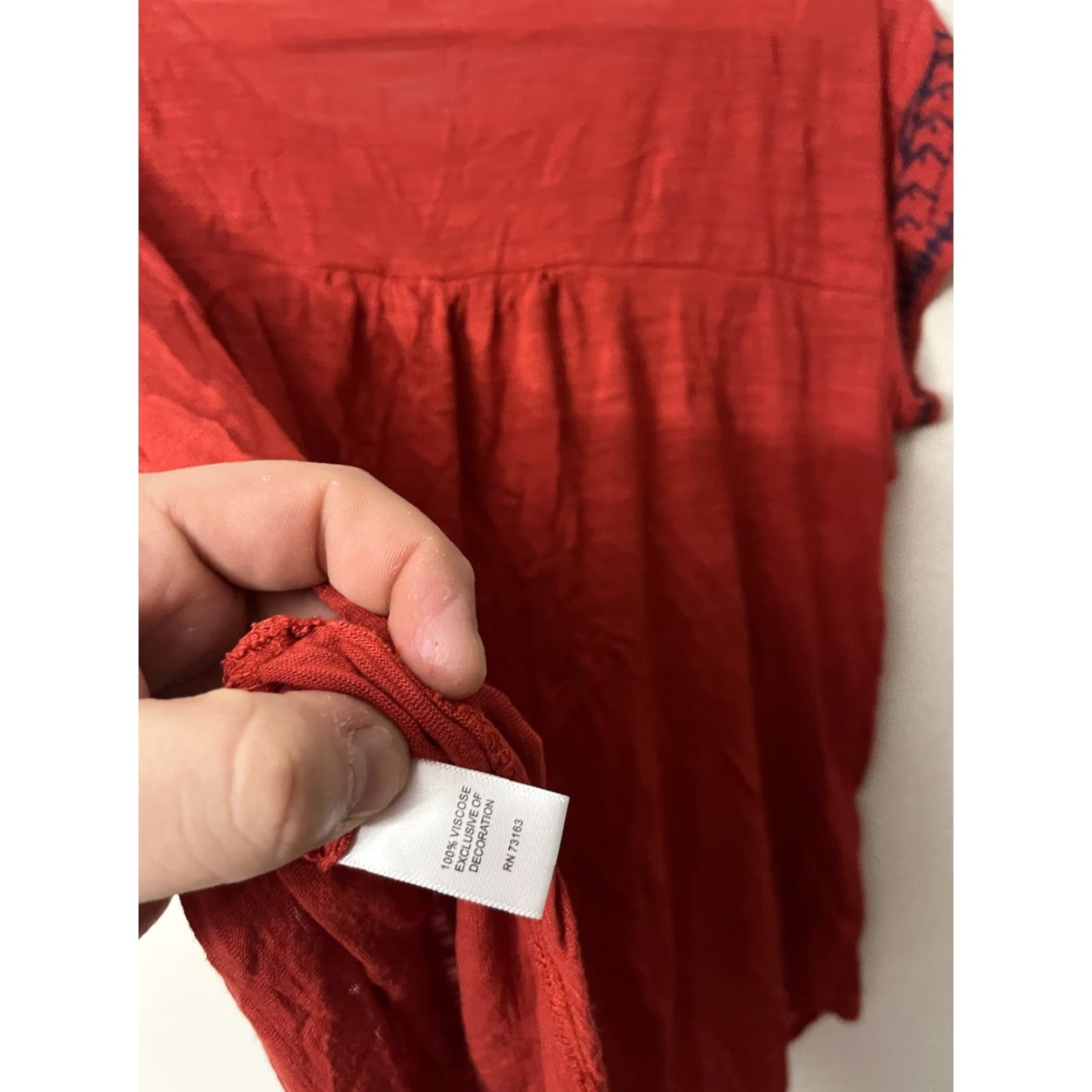 Vintage CABLE GAUGE Red Embroidery Blouse Womens Short Sleeve Round Neck M Size M / US 6-8 / IT 42-44 - 5 Thumbnail