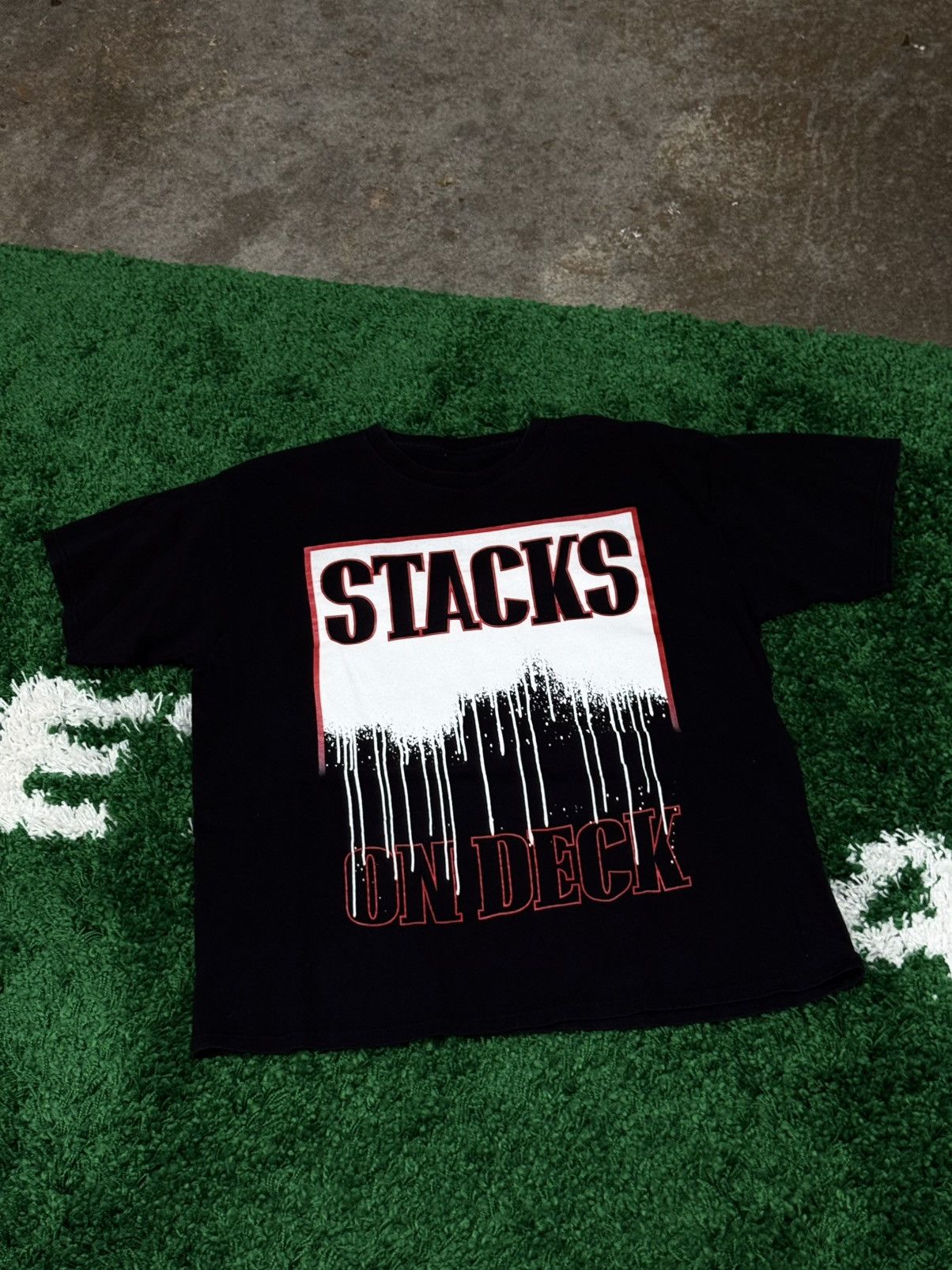 Vintage Stacks On Deck Paint Drip Streetwear Tee Black XL Size US XL / EU 56 / 4 - 1 Thumbnail