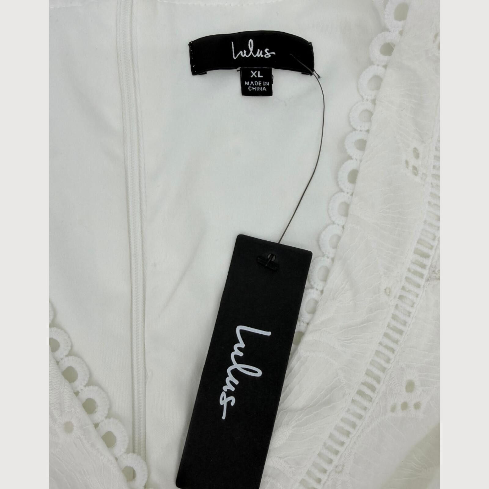 Lulus Lulus White Eyelet Mini Dress Floral Wrap Style NWT XL Size XL / US 12-14 / IT 48-50 - 4 Thumbnail