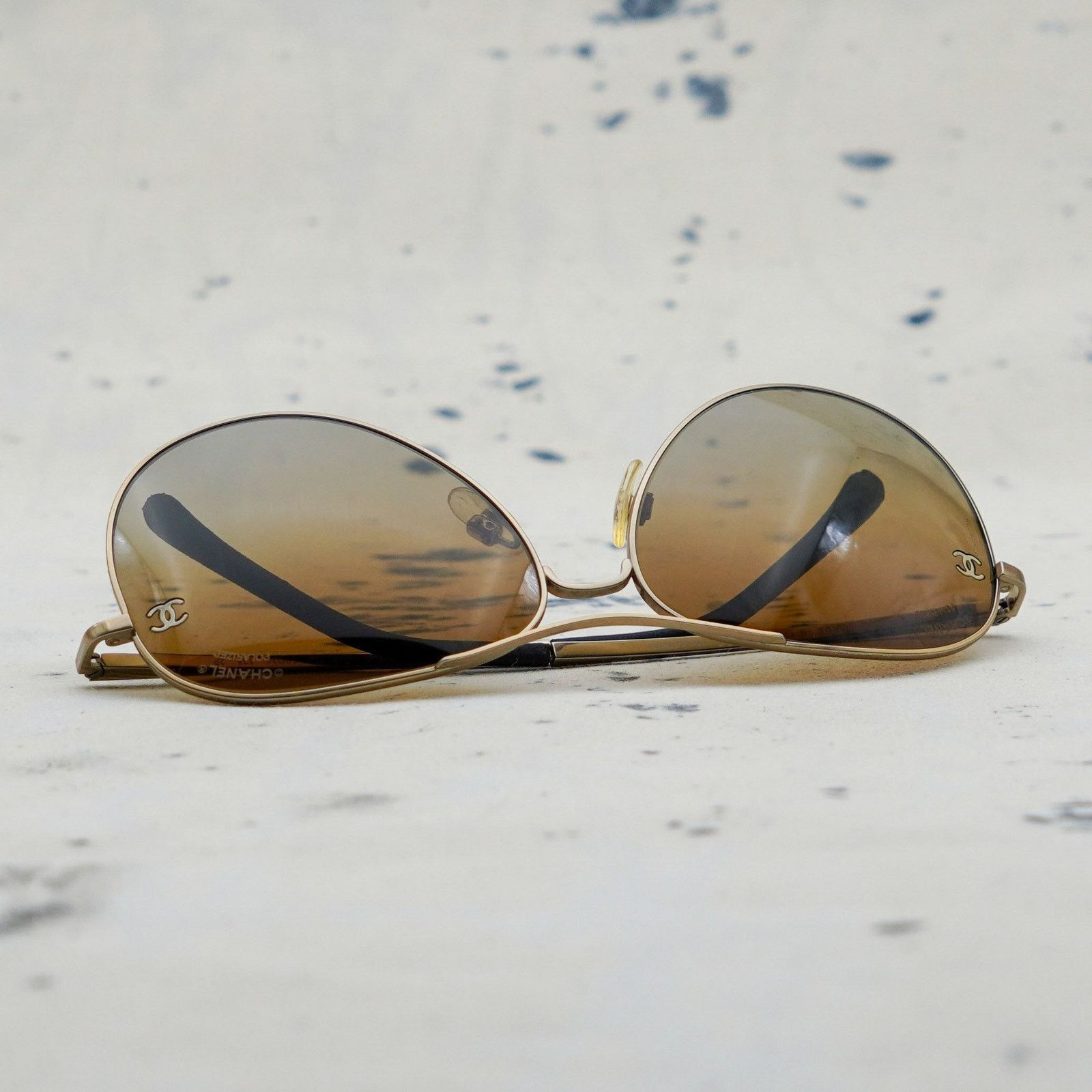 Chanel Chanel 4189 gold gradient cc logo metal aviator sunglasses Size ONE SIZE - 9 Thumbnail