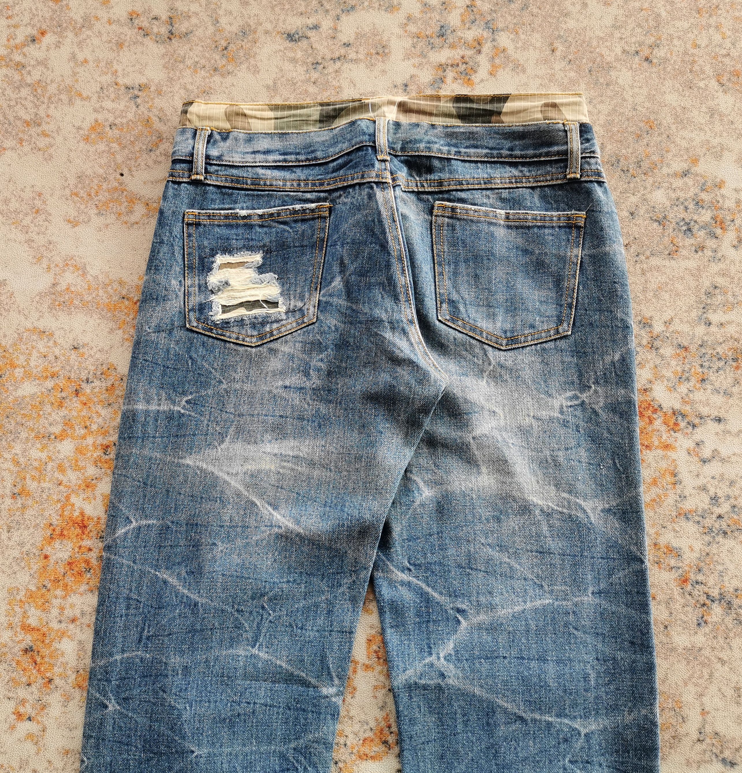 Kapital DoubleWaist Distressed Denim Clawmark CamoWaist Size 31x31.5 Size US 31 - 2 Thumbnail