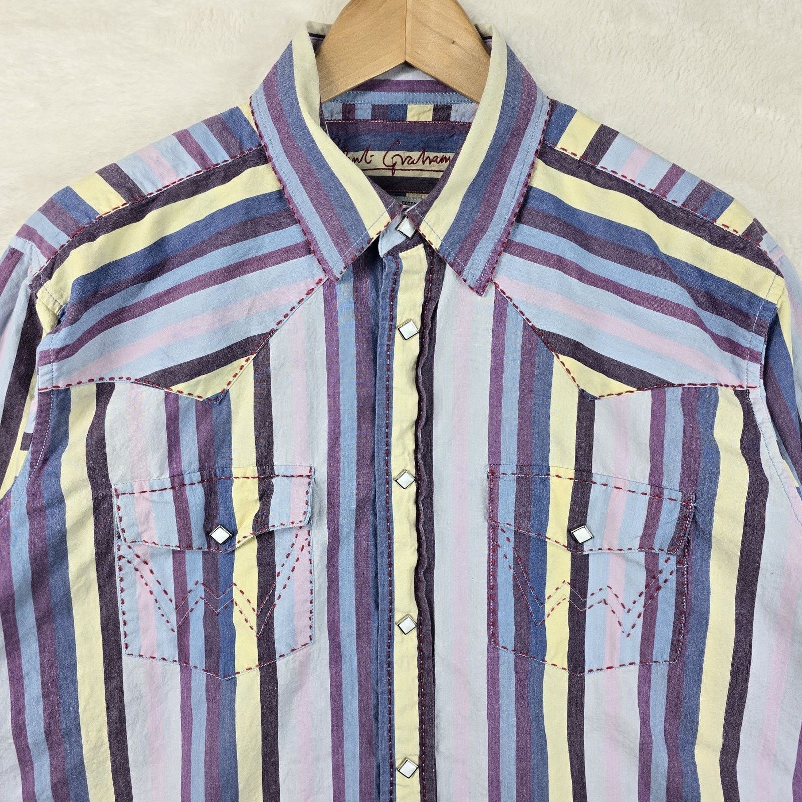 Robert Graham Robert Graham Striped Western Shirt Diamond Pearl Snap Med Size US M / EU 48-50 / 2 - 3 Thumbnail