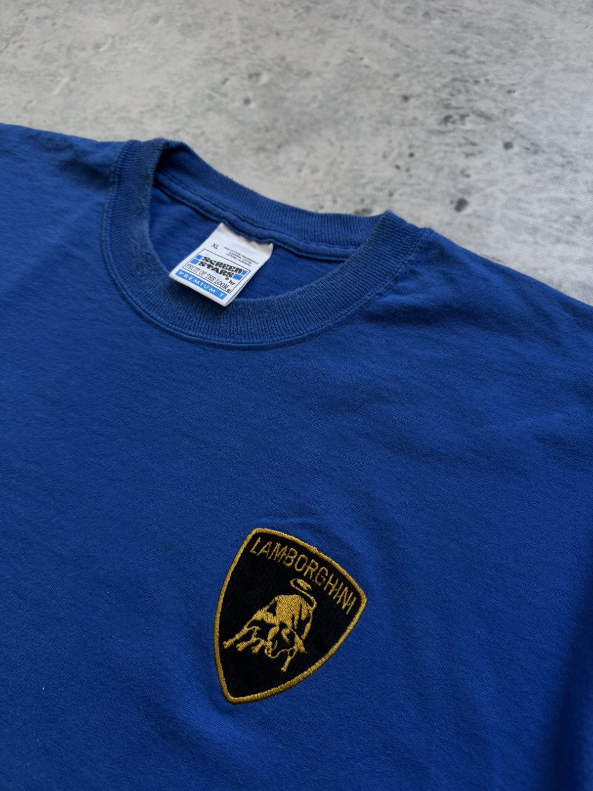 Lamborghini Lamborghini automobili vintage big logo blue tee Size US XL / EU 56 / 4 - 4 Thumbnail