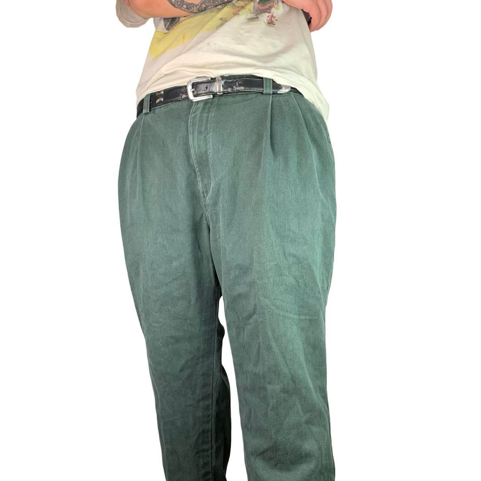 Japanese Brand × Vintage Vintage 90s Green Faded Chino Pants Size US 41 - 4 Thumbnail