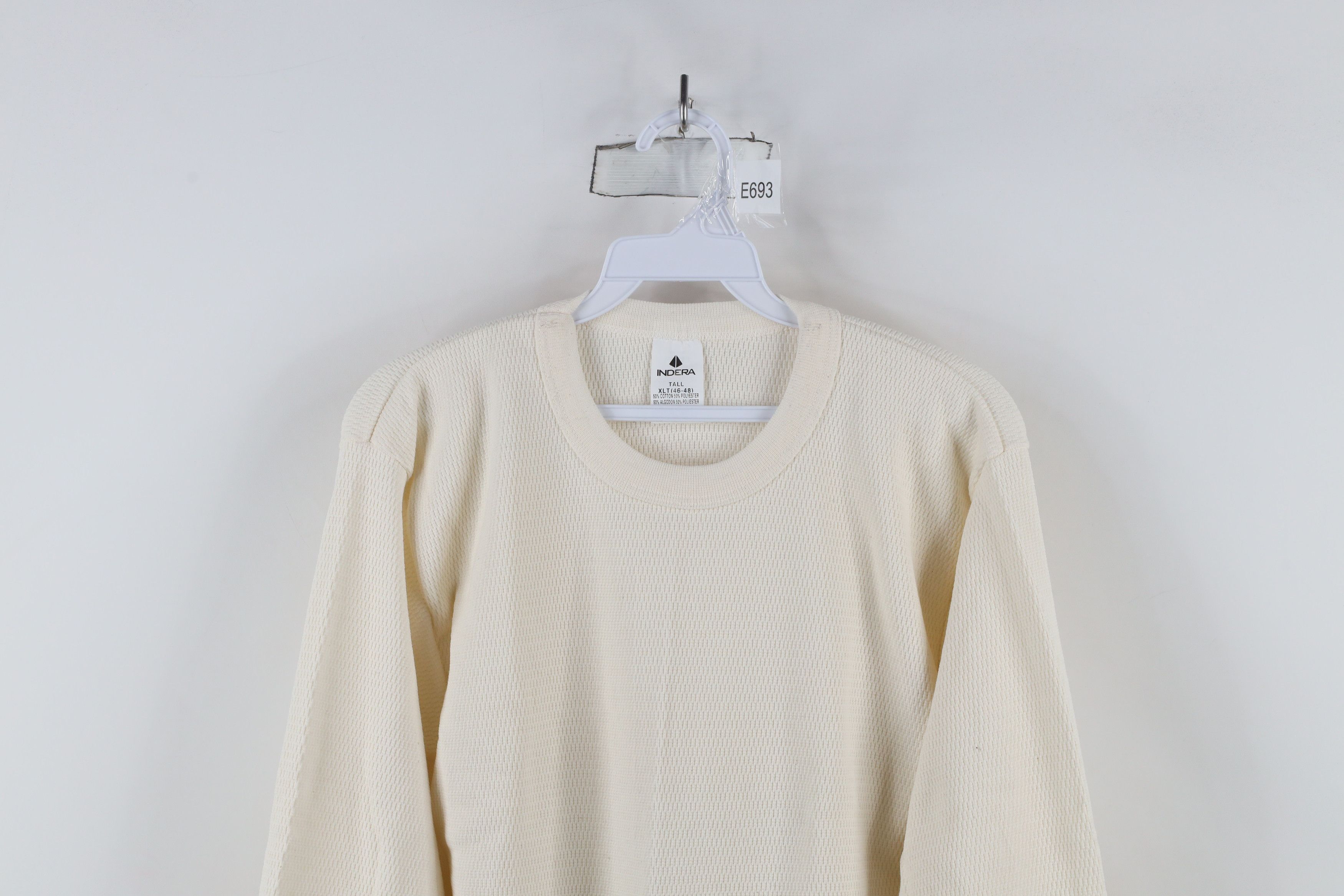 Vintage Vintage 90s Streetwear Waffle Knit Long Sleeve T-Shirt Cream Size US XL / EU 56 / 4 - 2 Thumbnail