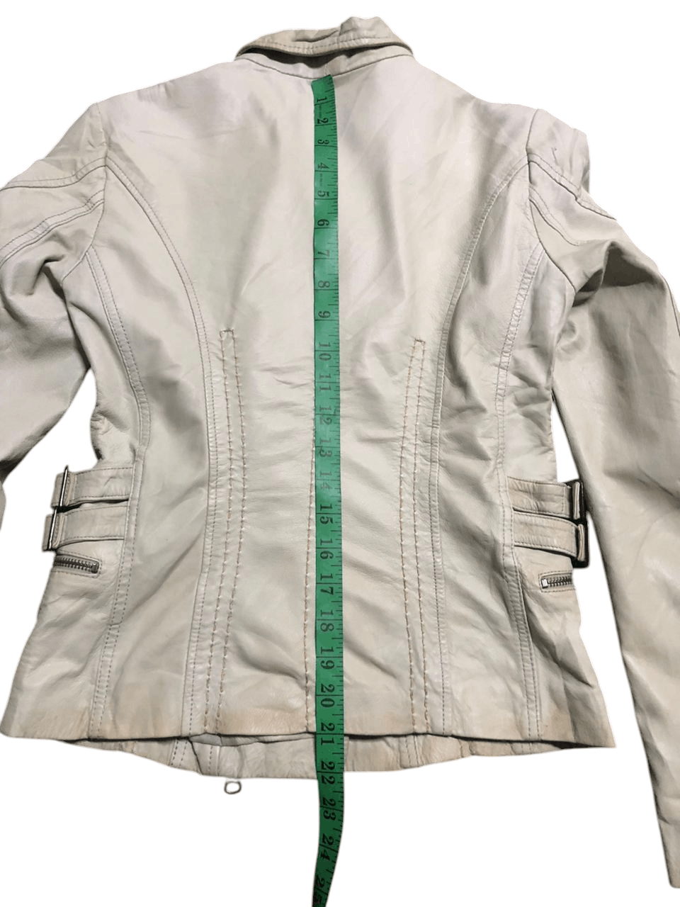 Branded Leather × Leather MAX&Co. Double Collar Lamb leather Ride Jacket Cream Size US XXS / EU 40 - 17 Thumbnail