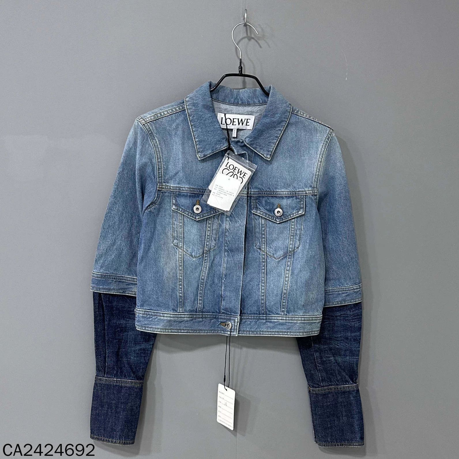 Loewe LOEWE leather logo patch colorblock sleeve denim jacket Size XS / US 0-2 / IT 36-38 - 1 Thumbnail