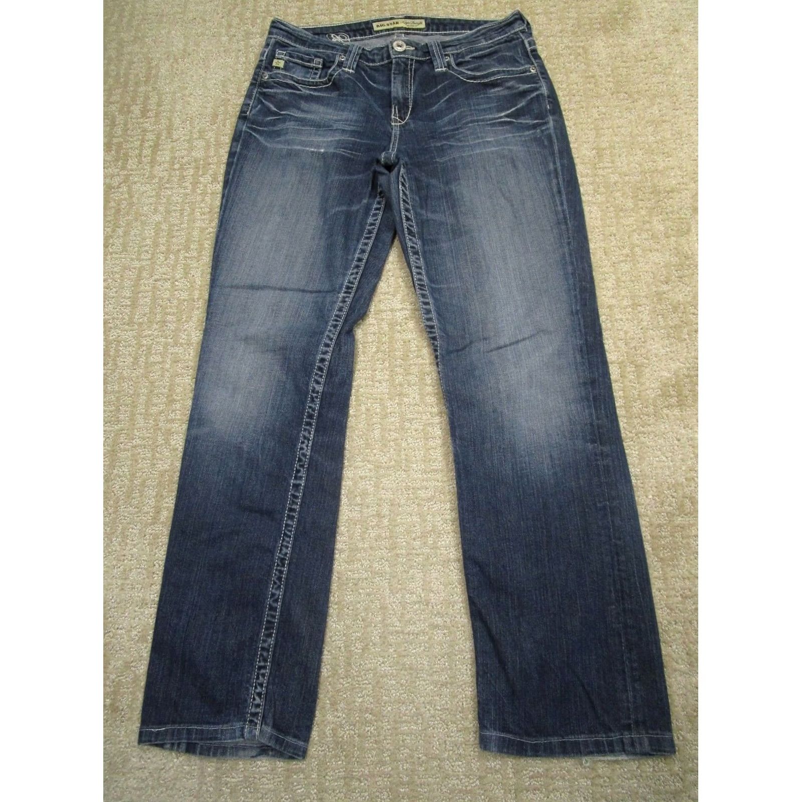 Denime BIG STAR Jeans Women 29 Blue Straight Mid Rise Denim 5-Pocket 30 Inseam Jeans Mens? Size 29" - 2 Thumbnail