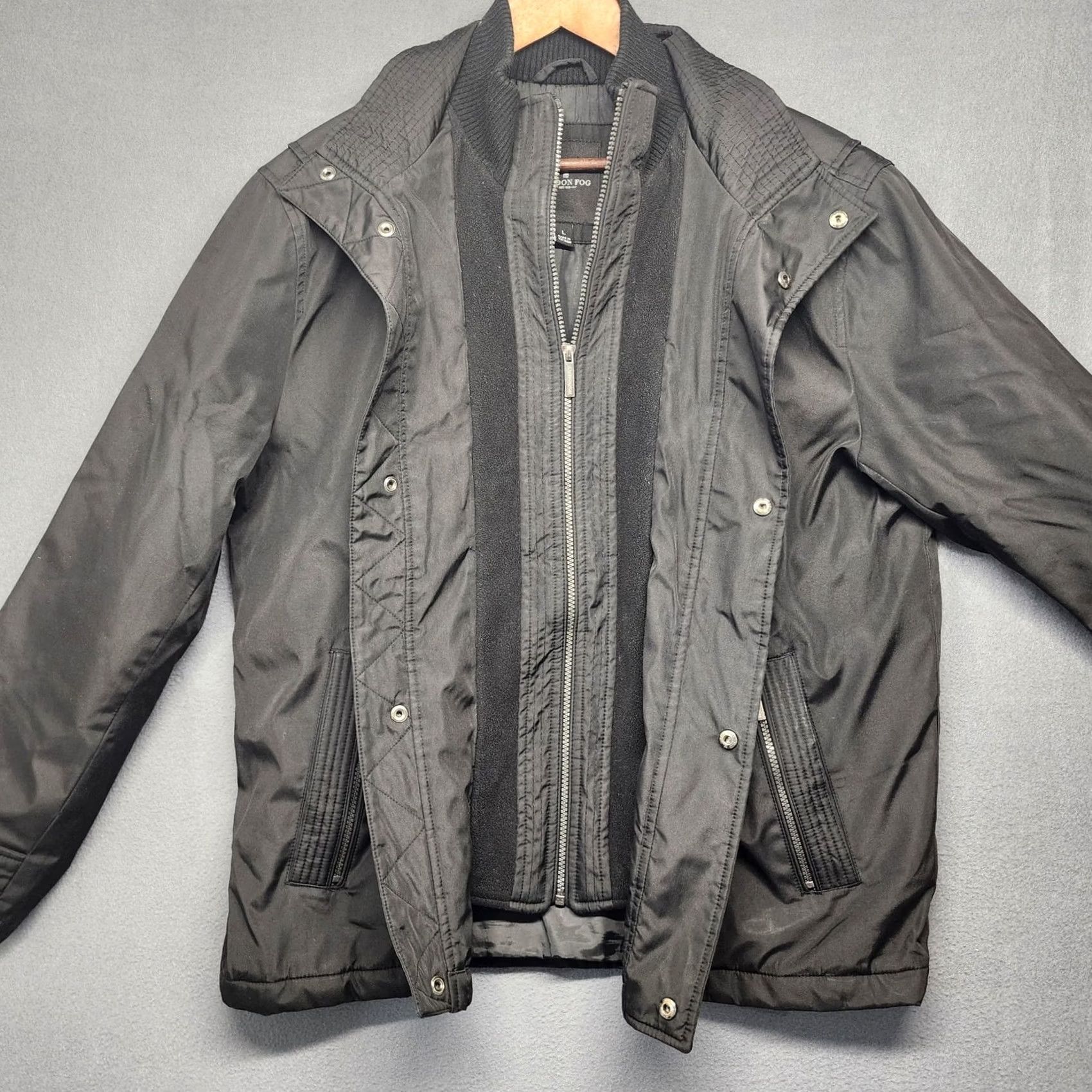 London Fog London Fog Coat Mens Large Black Zip Snap Chores Workwear Fall Winter Mens Size US L / EU 52-54 / 3 - 2 Thumbnail