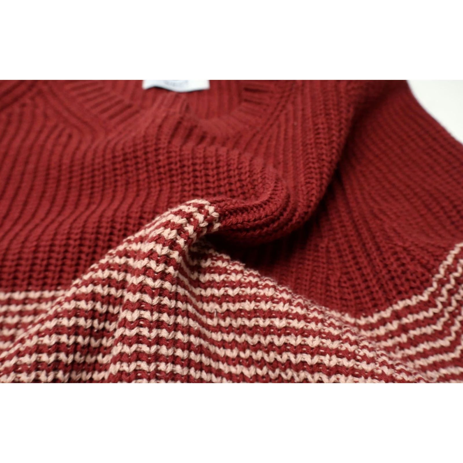 Vintage No Nationality NN.07 Jumper Men's 2XL Burgundy Stripe Crew Neck Silk Noil Blend Size US XXL / EU 58 / 5 - 6 Thumbnail
