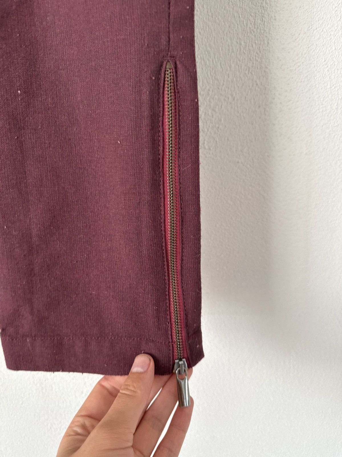 Jean Paul Gaultier Burgundy Wool Blend Pants with Zippers Size US 32 / EU 48 - 6 Thumbnail