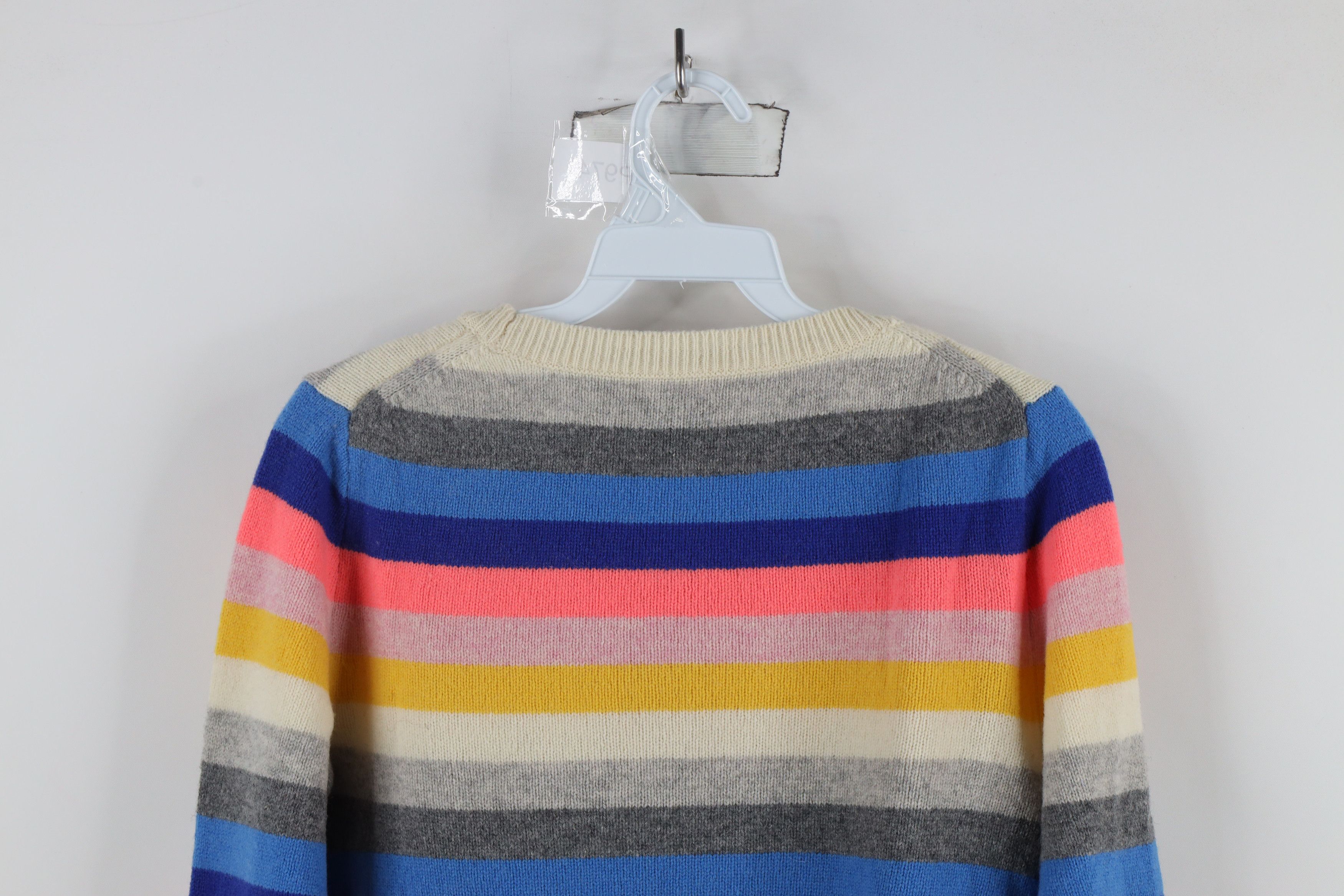 J.Crew × Vintage J Crew Rainbow Striped Lambswool Blend Knit Crewneck Sweater Size S / US 4 / IT 40 - 8 Thumbnail