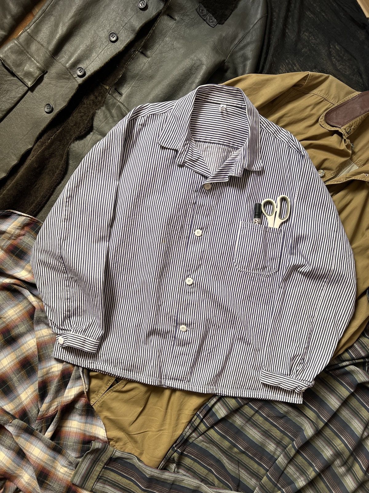 Le Laboureur Vintage Striped Workwear Chore Jacket Vetra Antique Robe Size US XL / EU 56 / 4 - 1 Thumbnail
