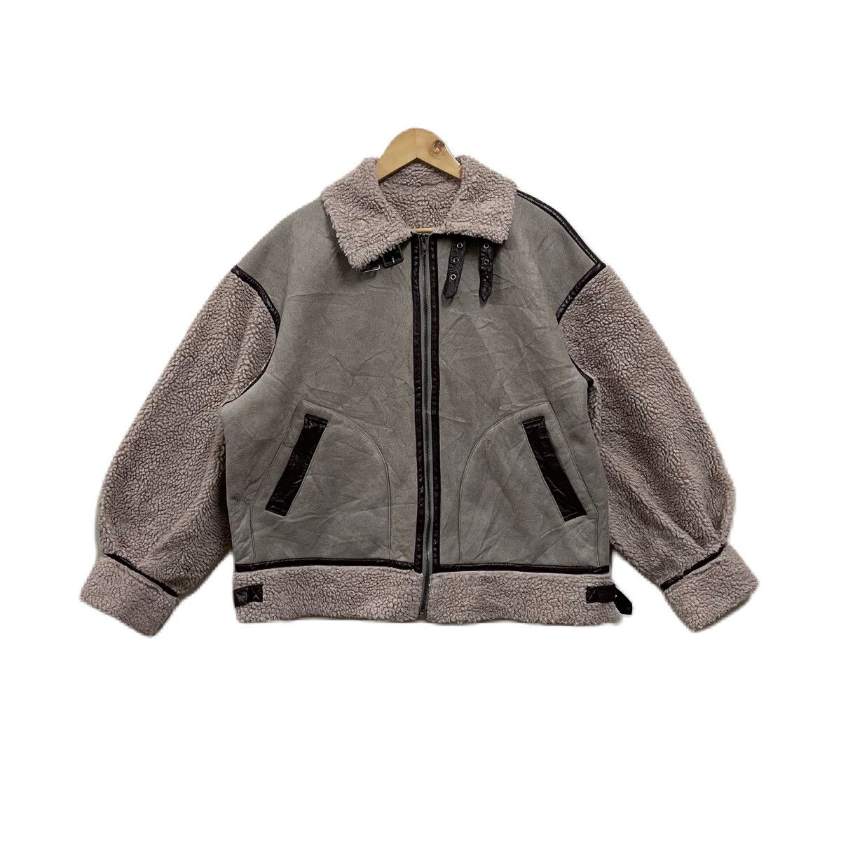 image of Buzz Ricksons x Nicole Club Sherpa Sherling B3 Jacket in Cream, Men's (Size XL)
