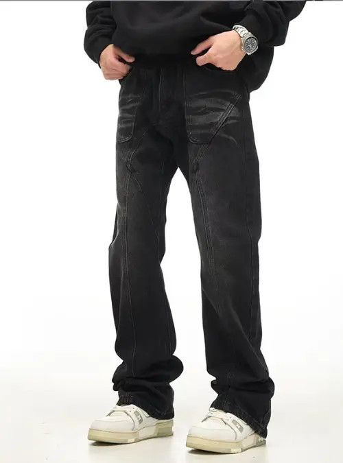 Japanese Brand Retro street patchwork pockets straight loose flared jeans Size US 32 / EU 48 - 7 Thumbnail