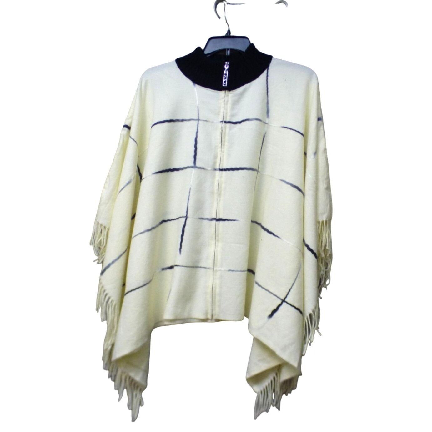 DKNY DKNY Zip Front Ombre Twist Full Zip Ruana / Poncho , Cream 1 Size ONE SIZE - 2 Thumbnail