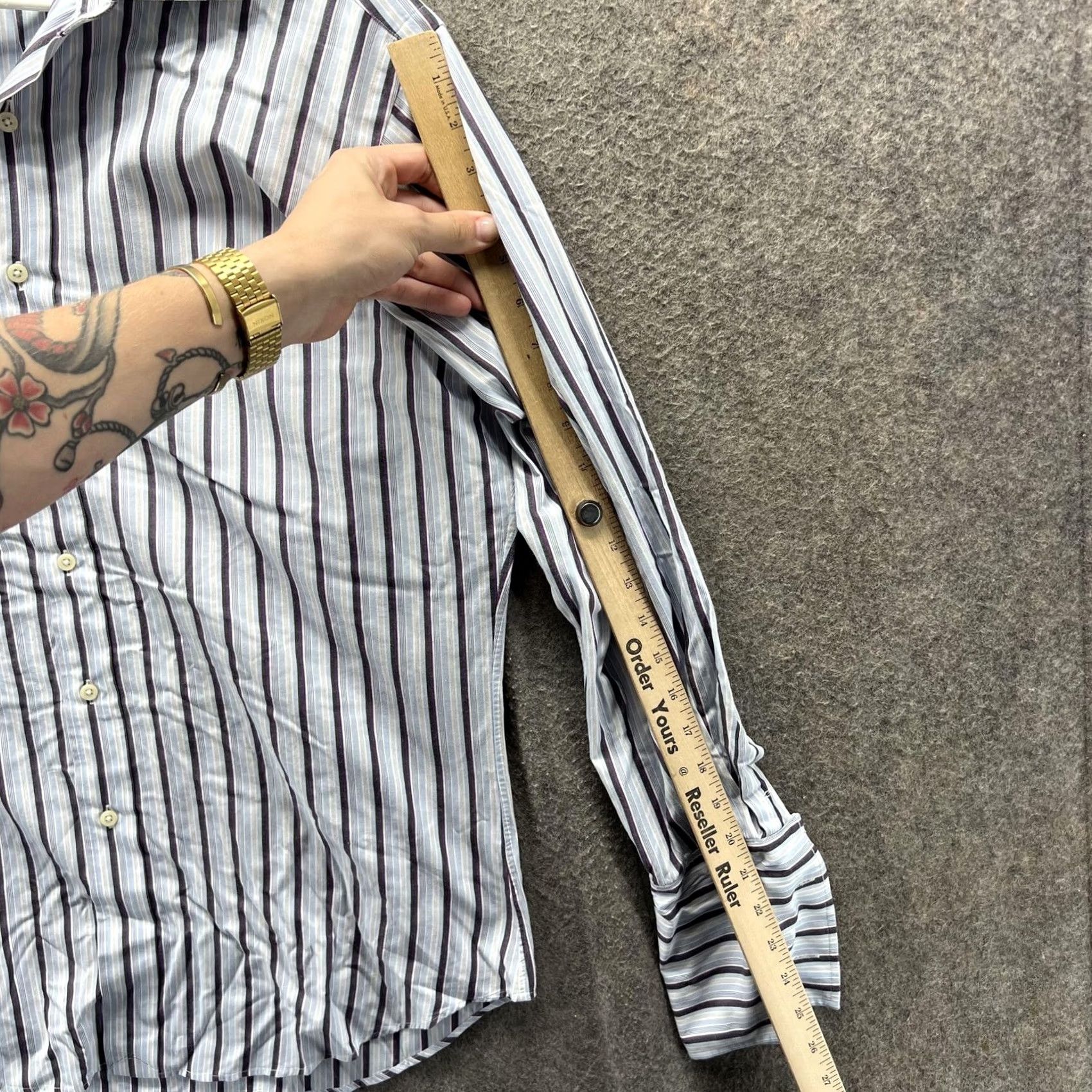 Polo Ralph Lauren VINTAGE Ralph Lauren Shirt Mens 15.5 33 Blue Purple Stripe Curham Classic Oxford Size US L / EU 52-54 / 3 - 7 Thumbnail