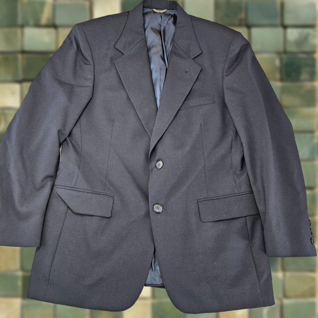 Stafford Stafford Blazer Sport Coat Two Button Casual Jacket Wool Navy 42R Mens Regular Fit Notch Lapel Single-Breasted Solid Color Wool Jacket Size 42R - 1 Thumbnail