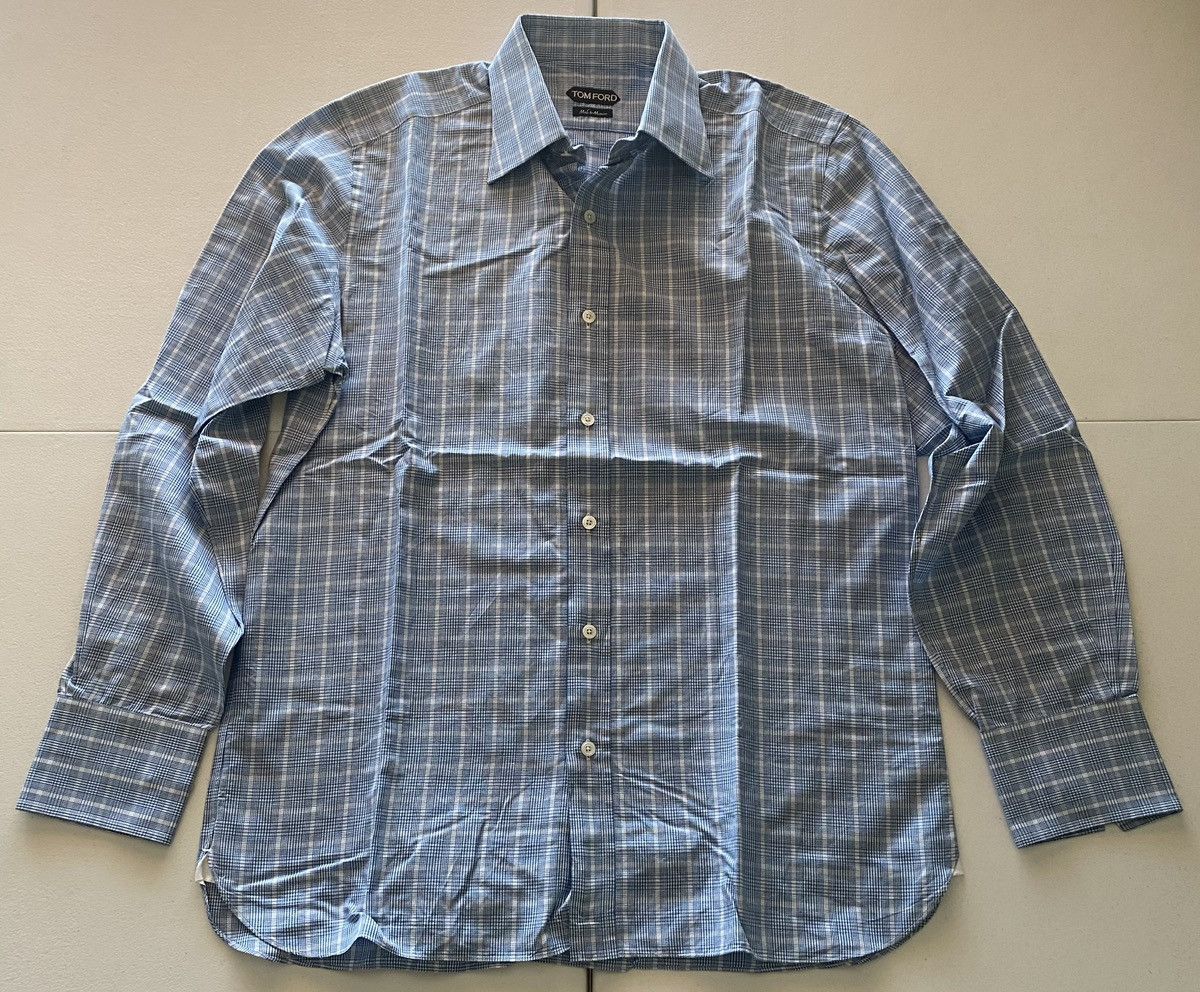 Tom Ford Tom Ford light blue glen check shirt 17 43e Size US L / EU 52-54 / 3 - 1 Thumbnail