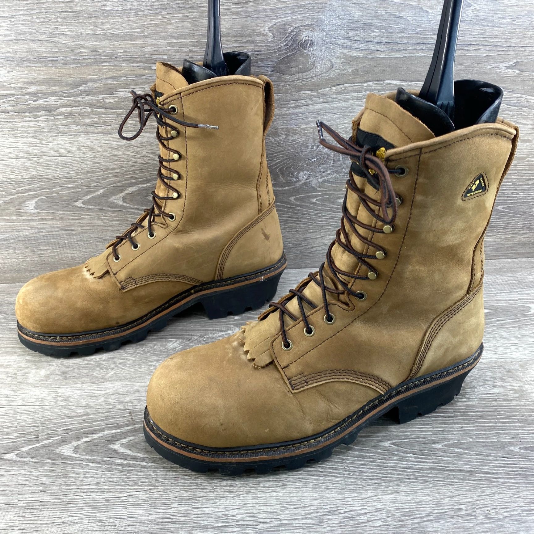 Vintage VINTAGE Golden Retriever Logger Boots Mens 12W Brown Leather Waterproof Composite Toe Shoes Workwear - Thinsulate Ultra Insulation - Vibram Sole Mens Size US 12 / EU 45 - 6 Thumbnail